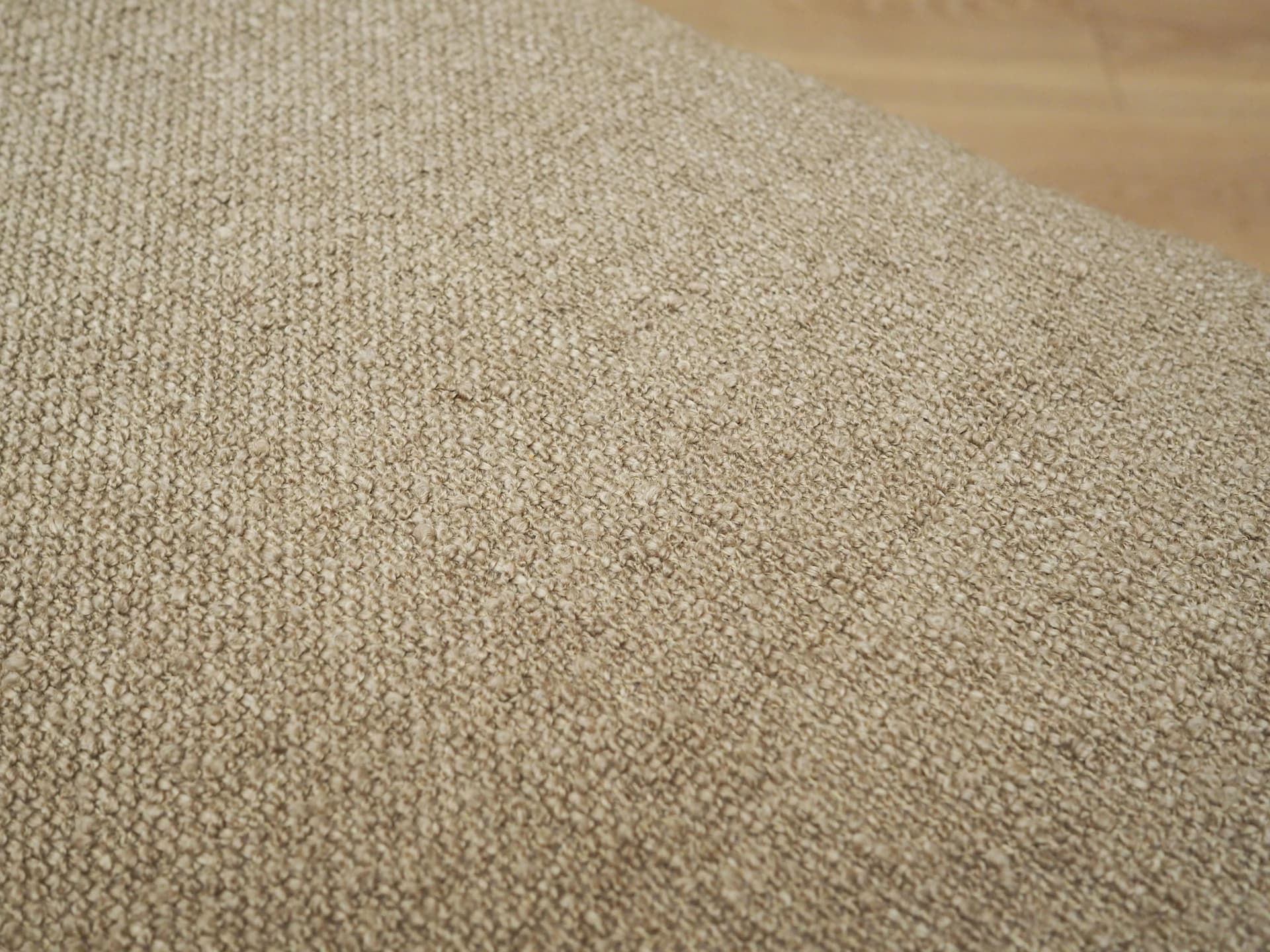 Podnóżek, teak brązowy, tkanina beżowa, Dania, lata 70. - 35801