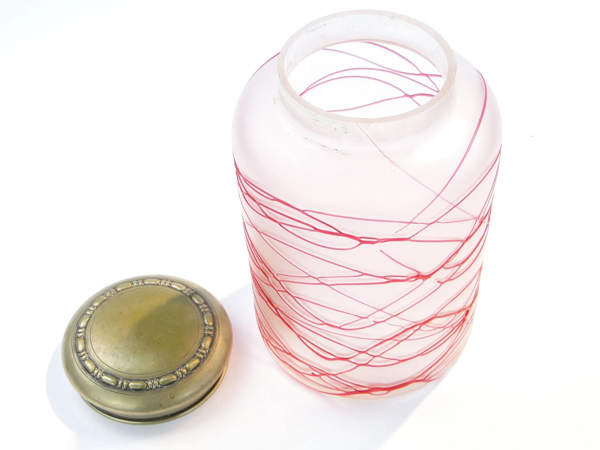 Tea Caddy, Art Nouveau, Poschinger, frosted transparent and pink glass, Germany, early 20th c. - 35704