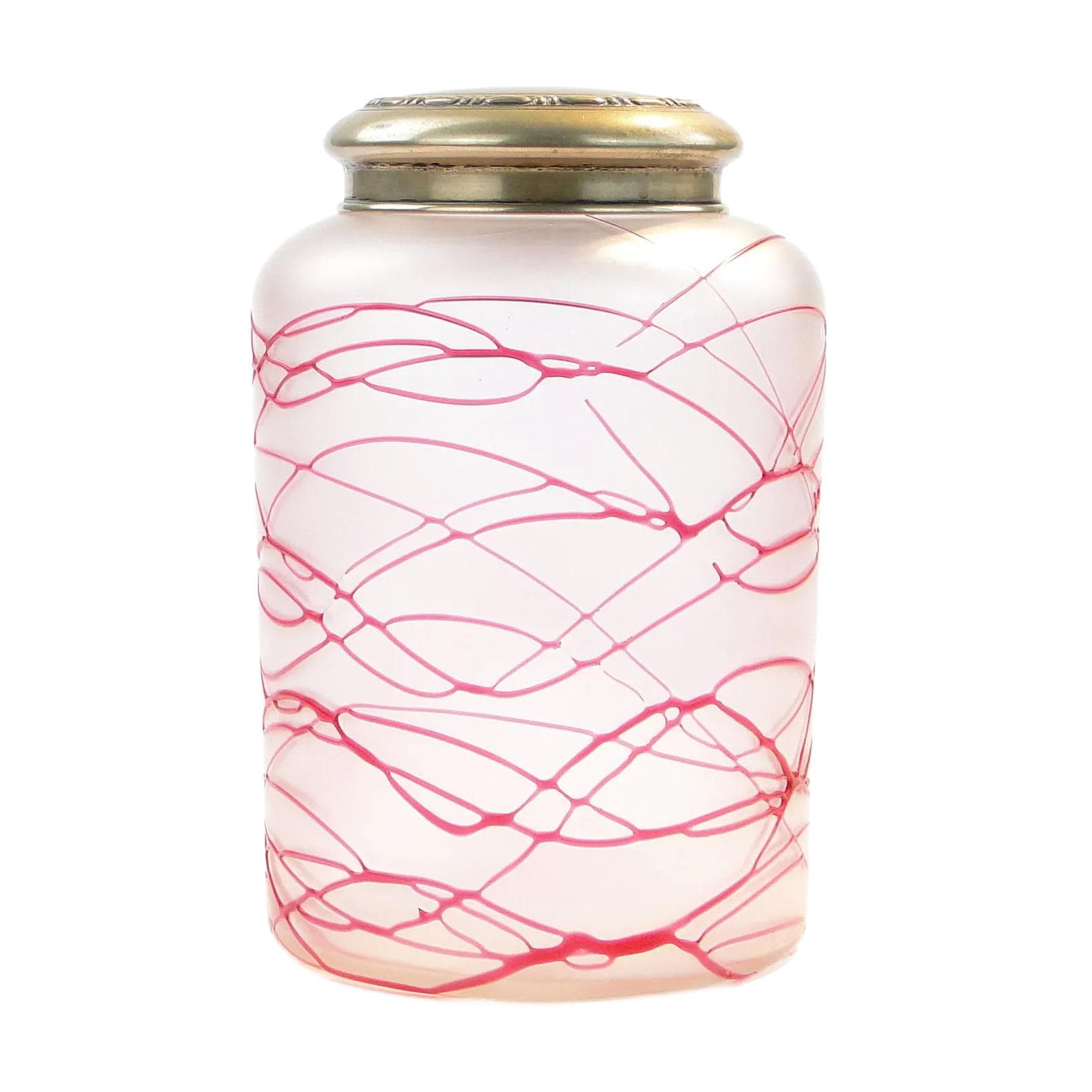 Tea Caddy, Art Nouveau, Poschinger, frosted transparent and pink glass, Germany, early 20th c.