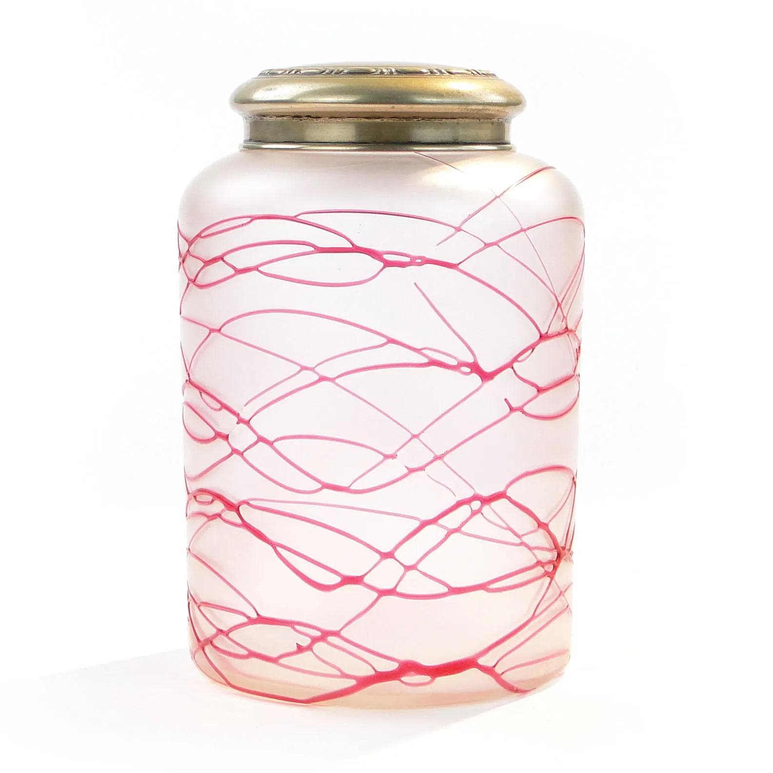 Tea Caddy, Art Nouveau, Poschinger, frosted transparent and pink glass, Germany, early 20th c. - 35702