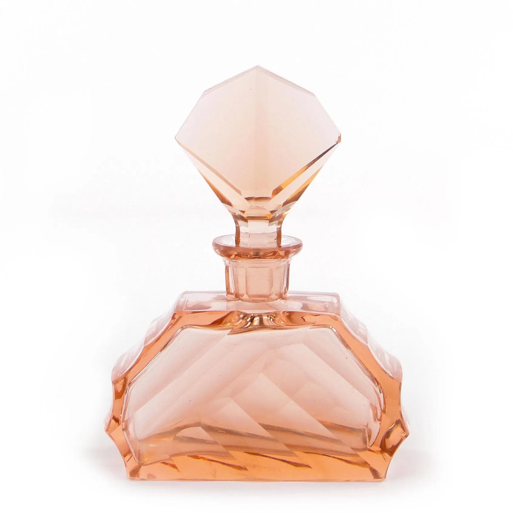 Karafka, art déco, kryształ różowy, Moser, Czechy, lata 60. - 35944