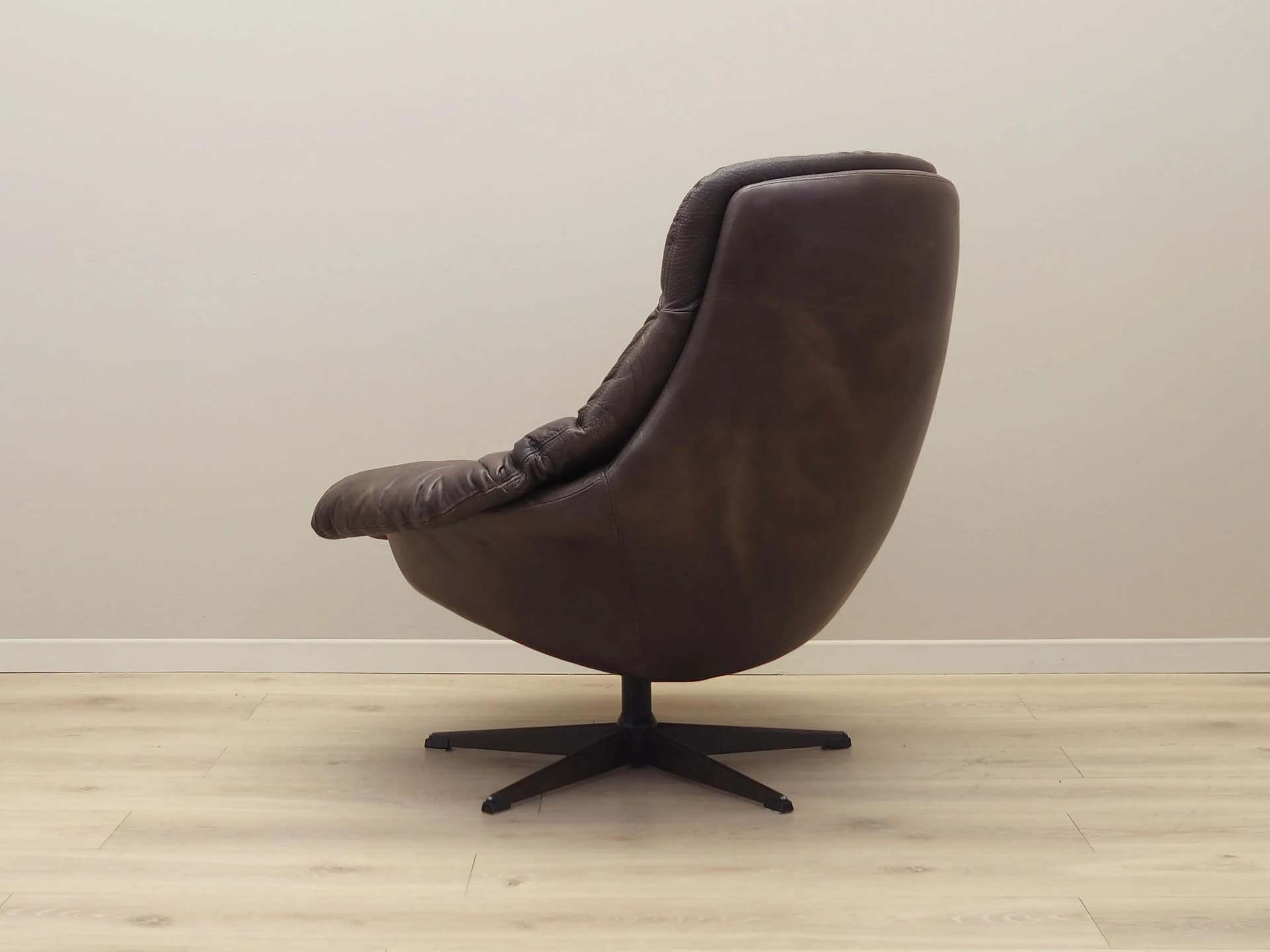 Swivel armchair, dark brown leather, by H.W. Klein, Bramin, Denmark, 1960s - 36033
