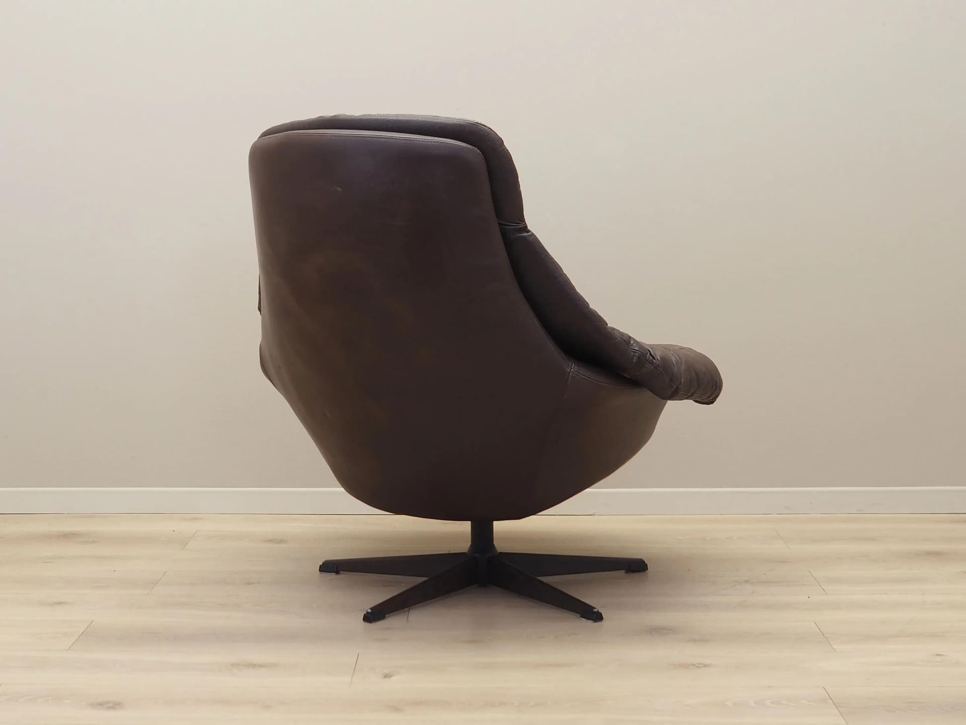 Swivel armchair, dark brown leather, by H.W. Klein, Bramin, Denmark, 1960s - 36035