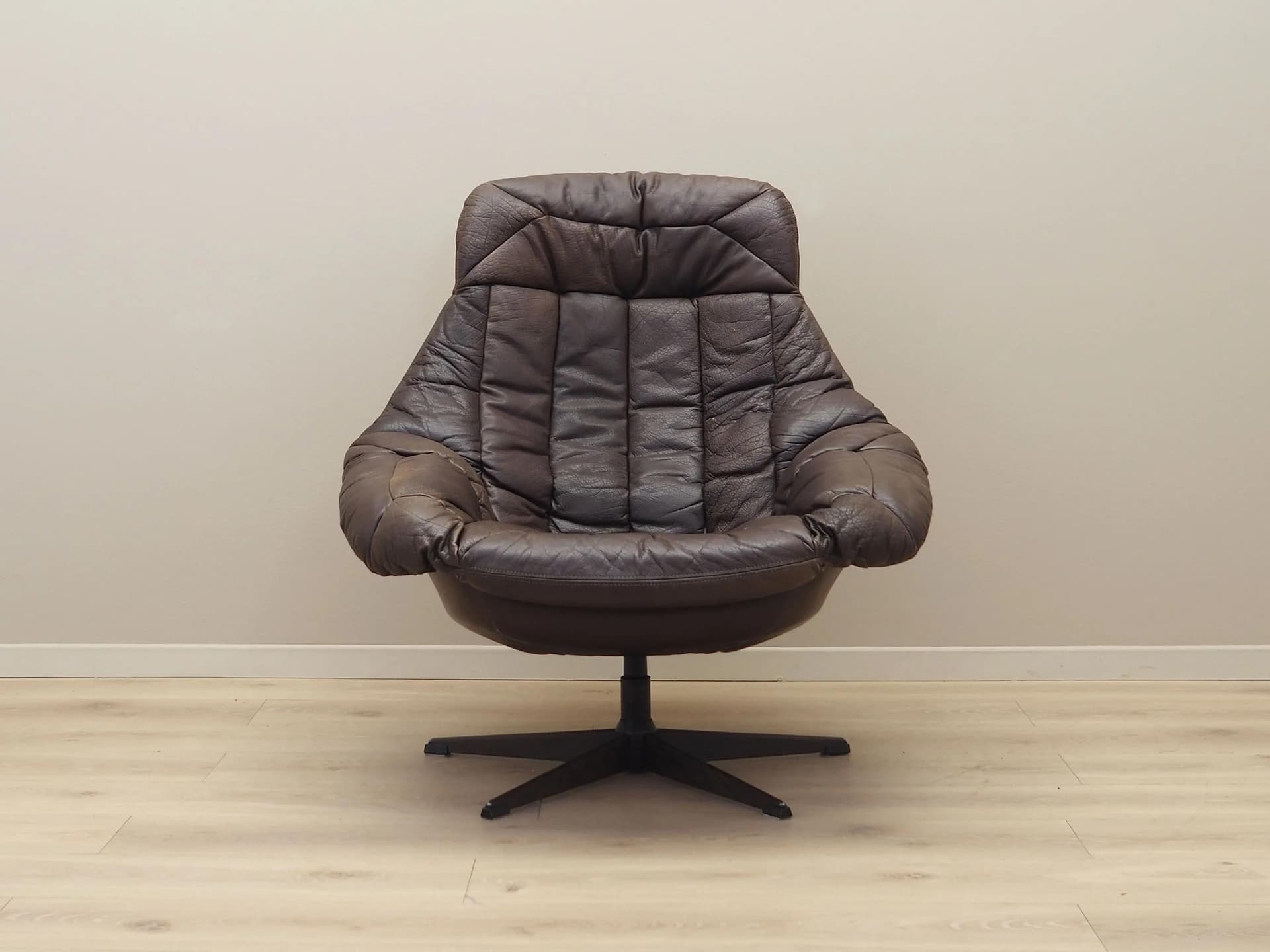 Swivel armchair, dark brown leather, by H.W. Klein, Bramin, Denmark, 1960s - 36031