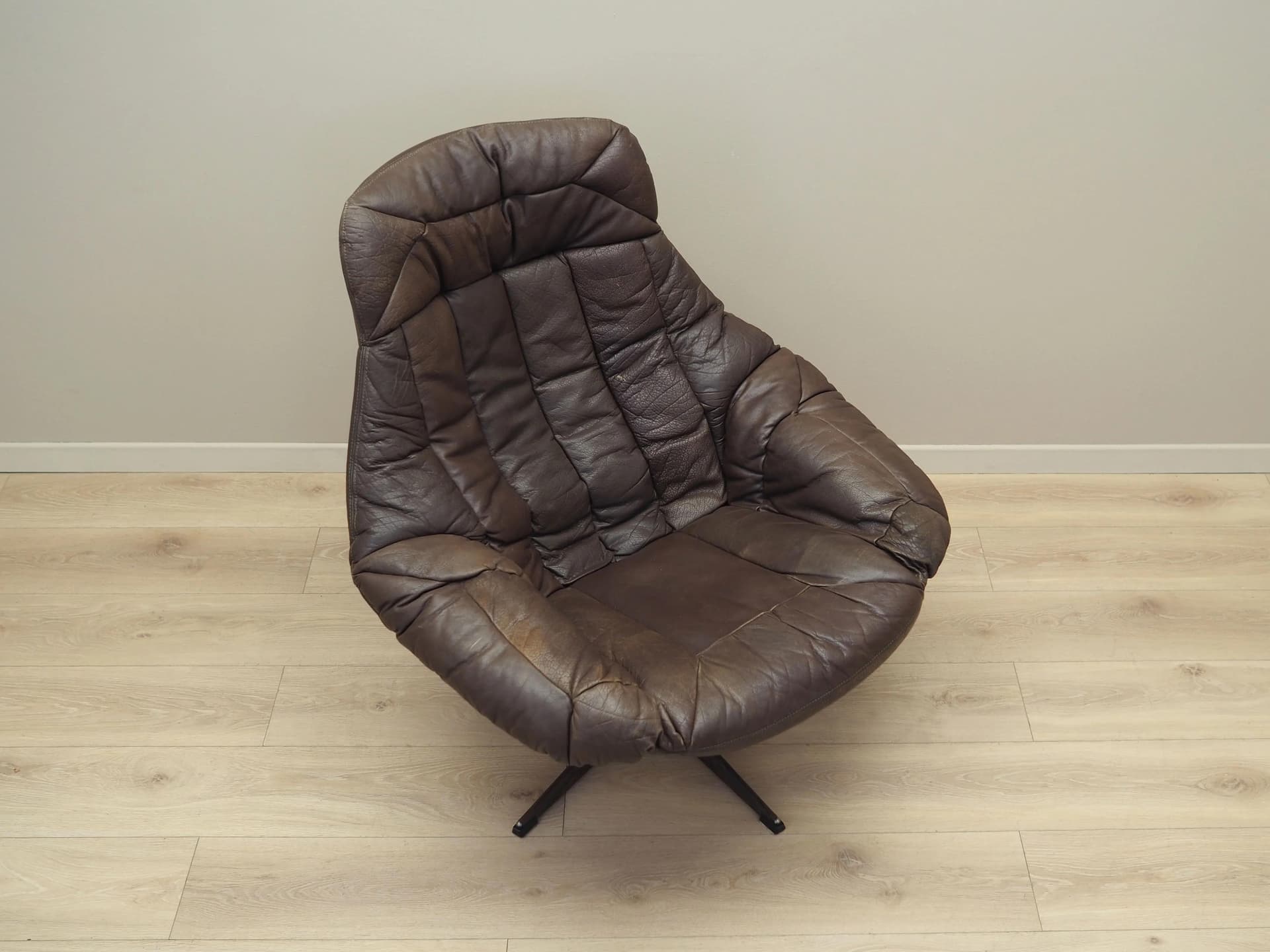 Swivel armchair, dark brown leather, by H.W. Klein, Bramin, Denmark, 1960s - 36038