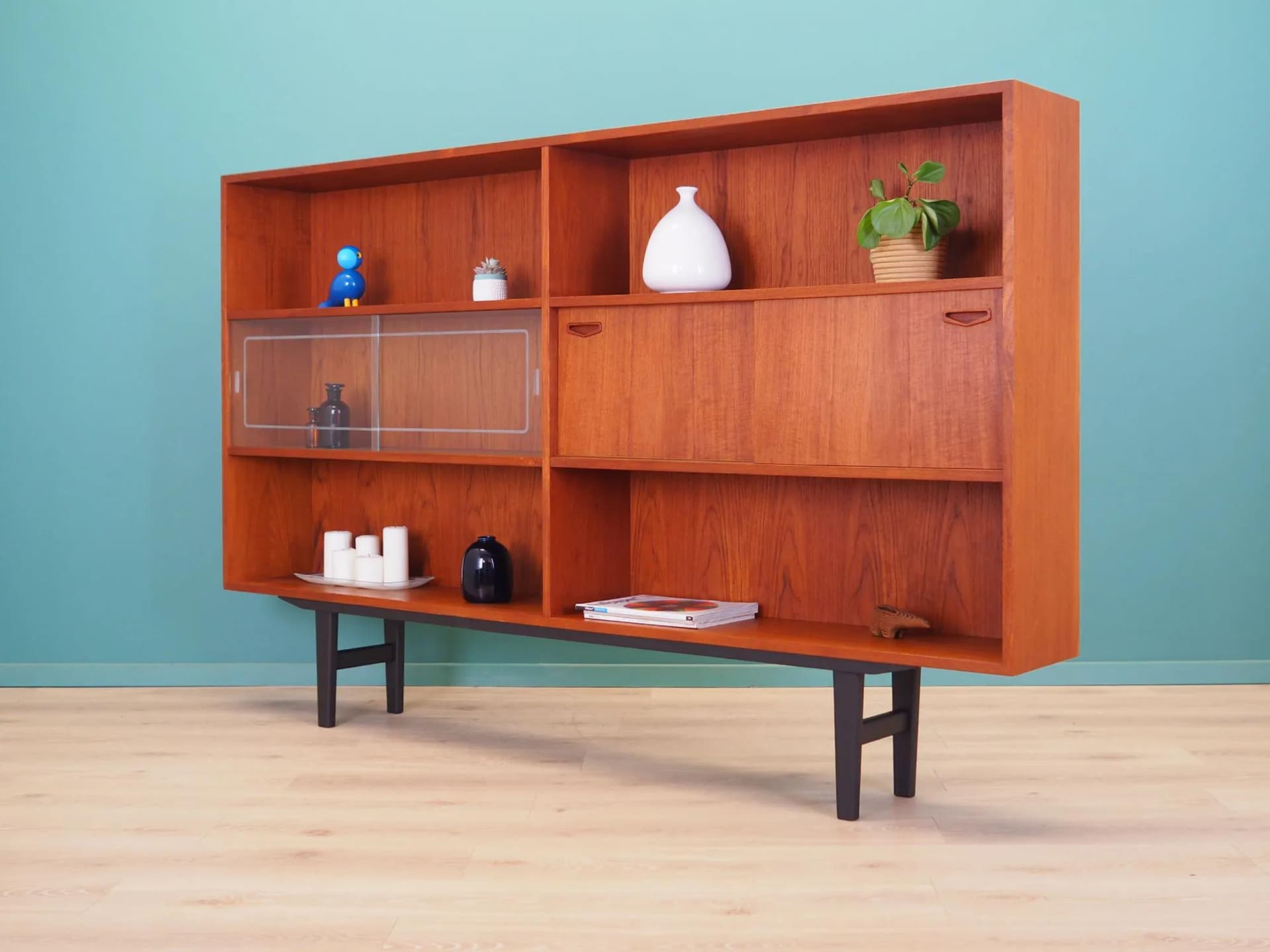 Bookcase, brown teak, Clausen & Søn, Denmark, 1970s - 36025