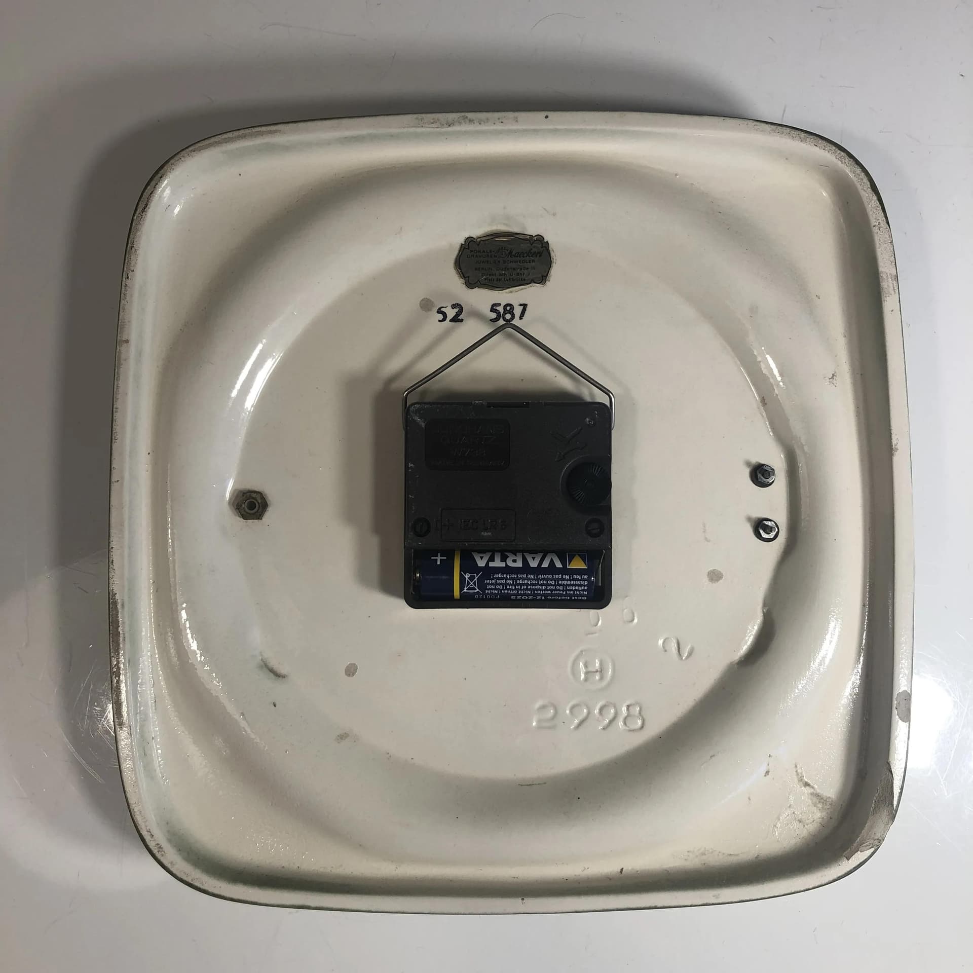 Zielony ceramiczny zegar ścienny, Dugena, Niemcy, lata 80. - 36091