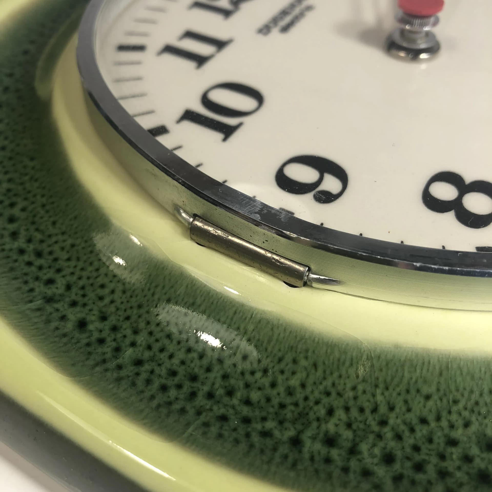 Zielony ceramiczny zegar ścienny, Dugena, Niemcy, lata 80. - 36089