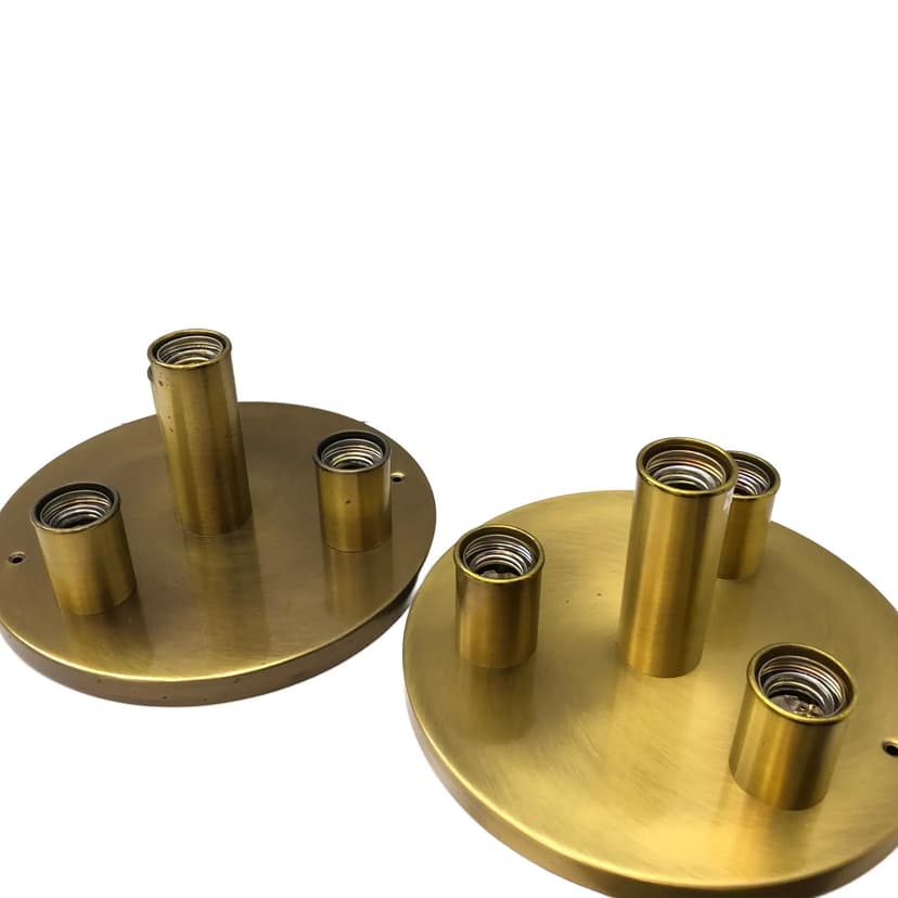Pair of plafonds, golden brass, TZ Schmitz Leuchten, Germany, 1970s.