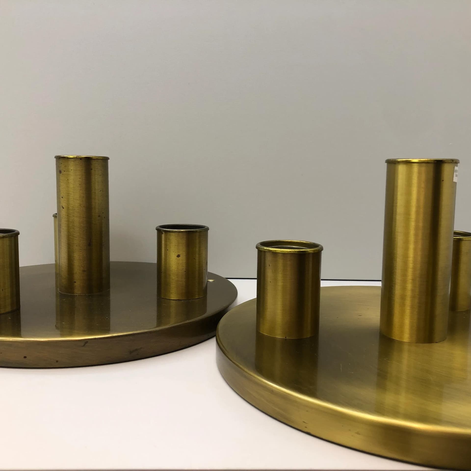 Pair of plafonds, golden brass, TZ Schmitz Leuchten, Germany, 1970s. - 36074