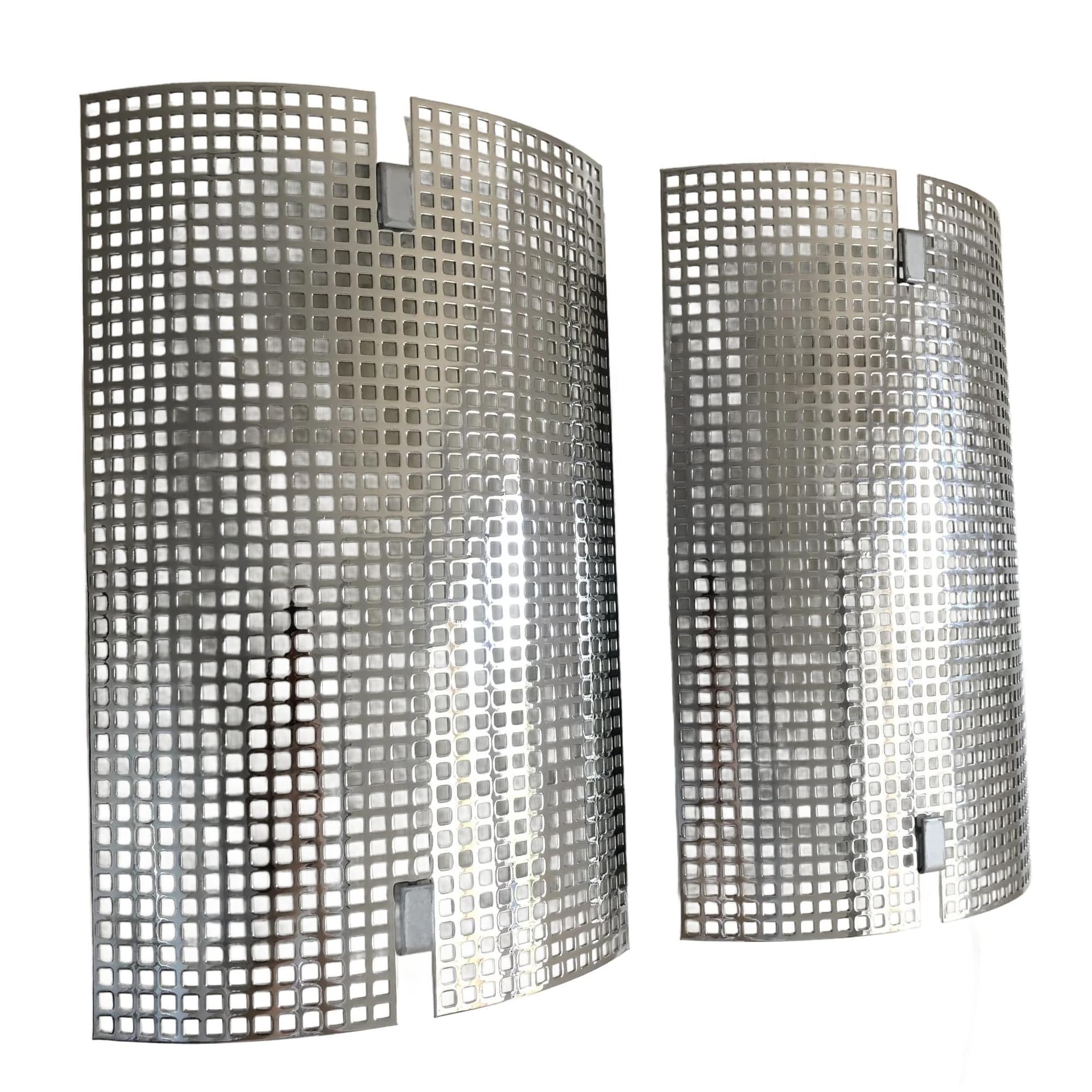 Pair of wall sconces, chrome, silver metal, LTS, Germany, 1990s.