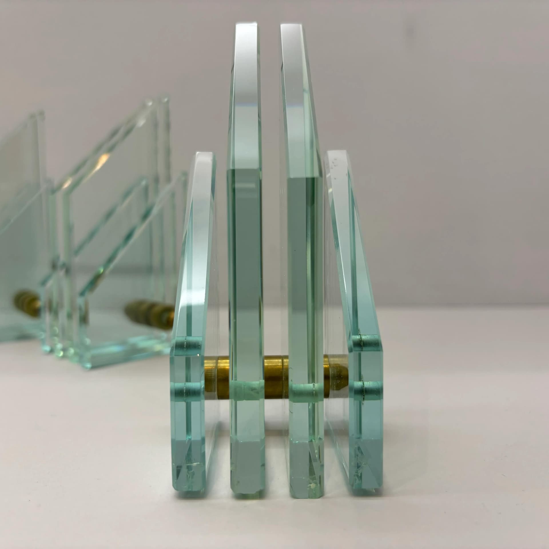 Pair of wall sconces Art Deco, golden brass, Baulmann Leuchten, Germany, 1990s. - 36047