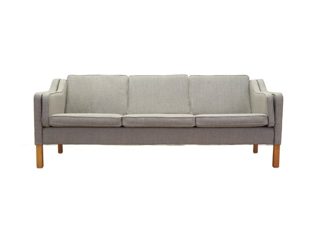 Sofa trzyosobowa, szary, buk, Dania, lata 70. - WYMIARY