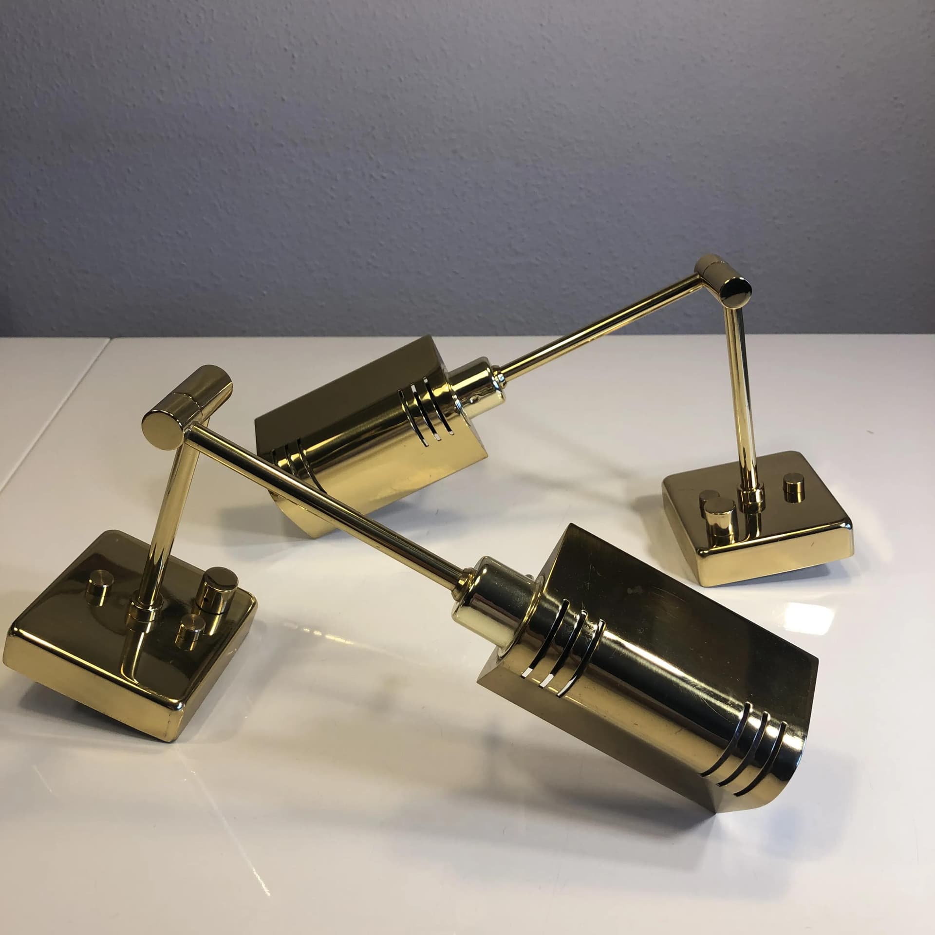 Brass Modernist Wall Sconces, Holtkötter, Germany, 1980s - 36279