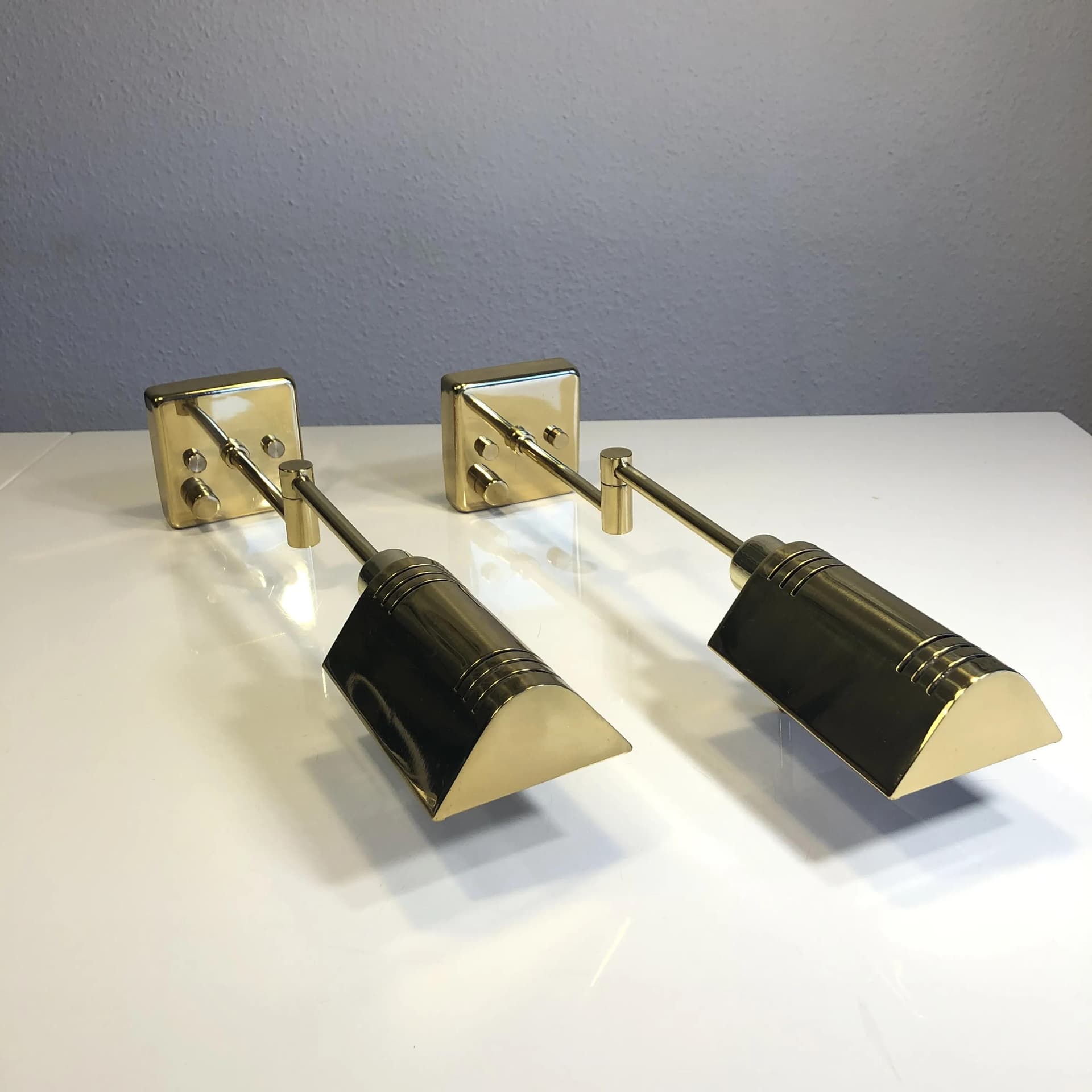Brass Modernist Wall Sconces, Holtkötter, Germany, 1980s - 36274