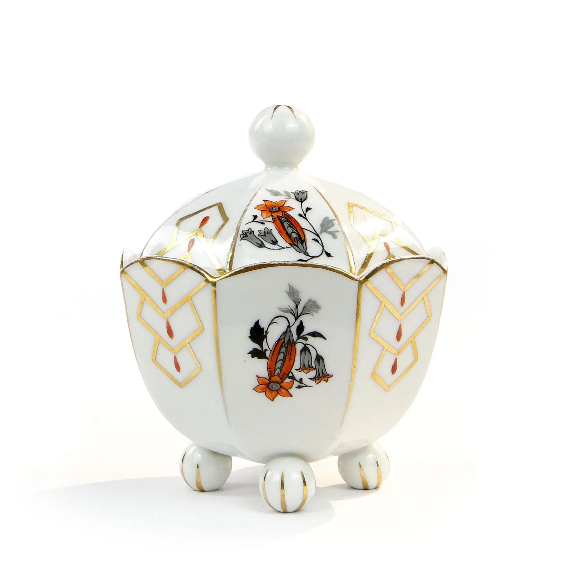 Bomboniera Art déco, biała porcelana, Mathes & Ebel, Saksonia, Niemcy, lata 30. - 36365