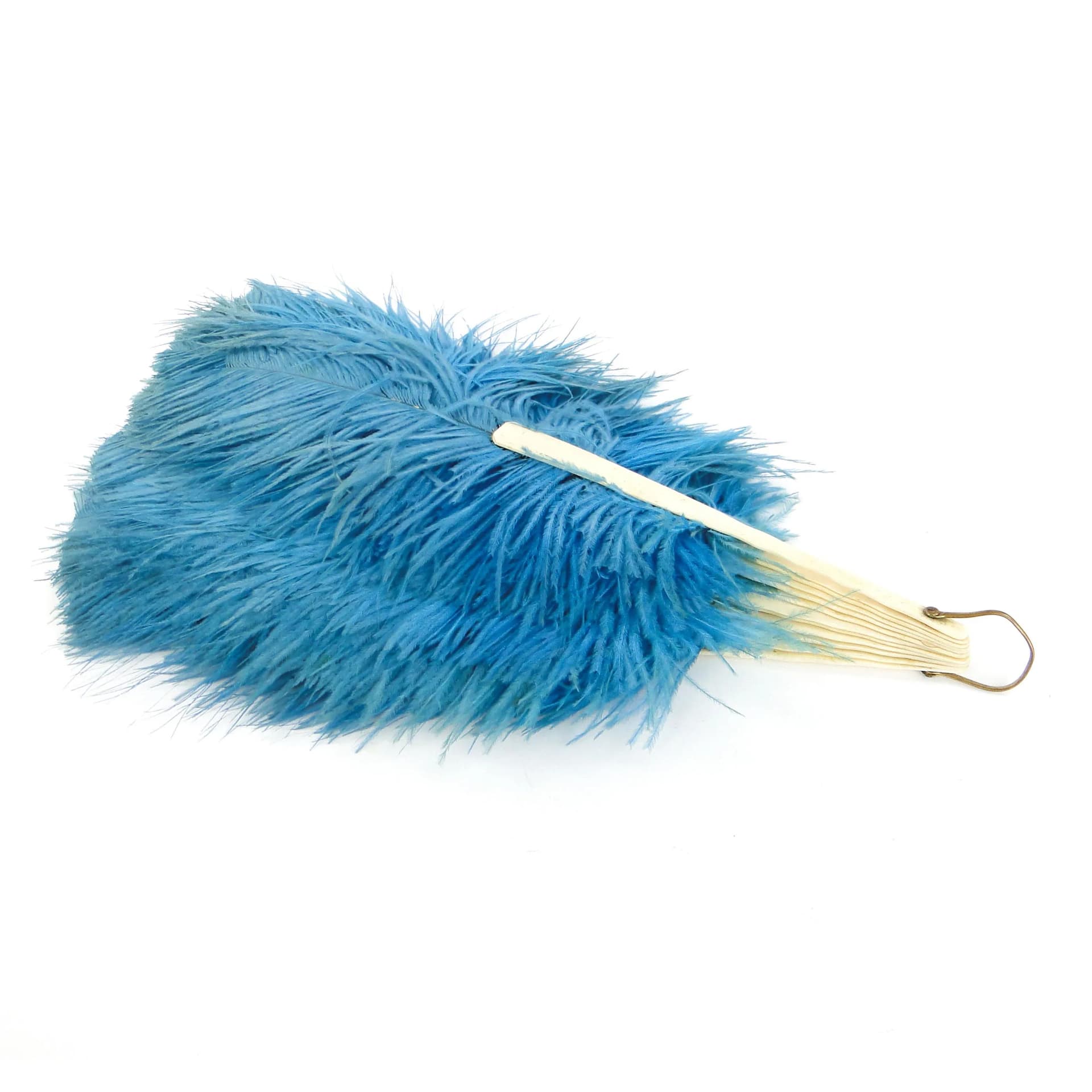 Wachlarz, strusie pióra niebieskie, kość słoniowa, Austro-Węgry, XIX wiek - 36314