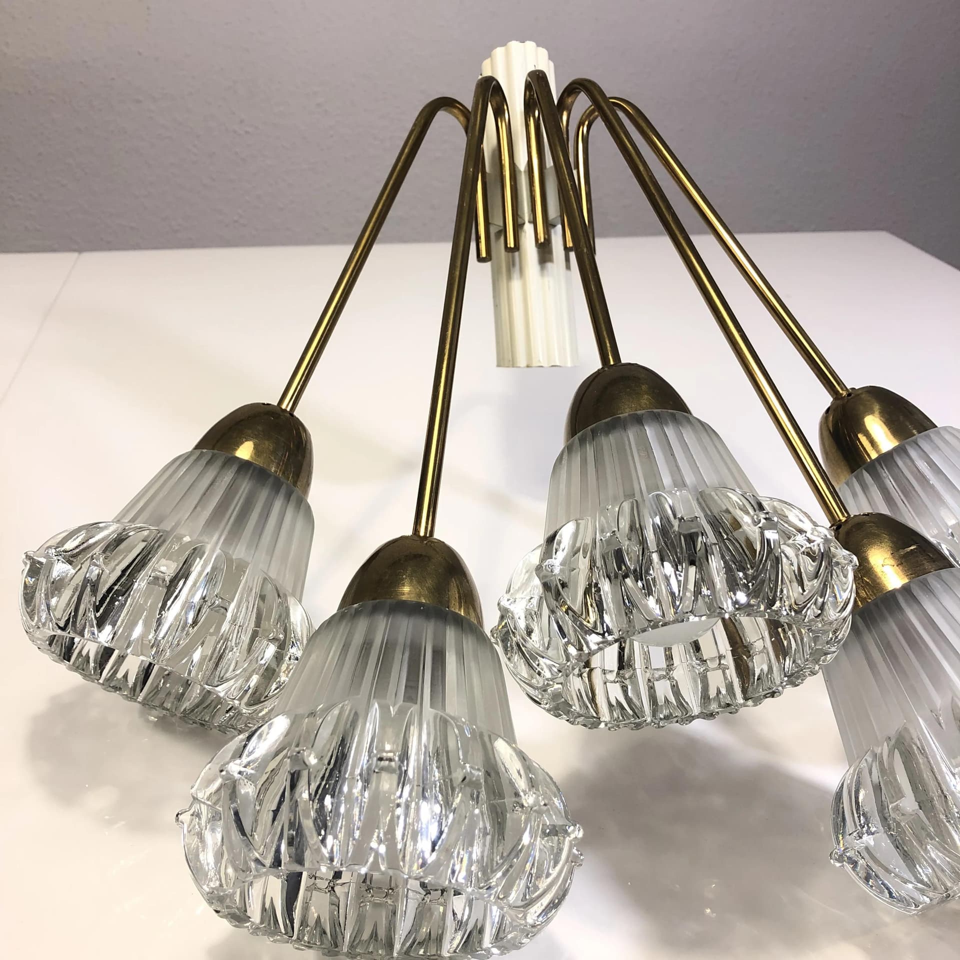 Wall sconce Stilnovo, golden brass, transparent glass, Germany, 1960s. - 36458