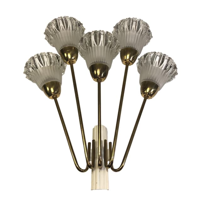 Wall sconce Stilnovo, golden brass, transparent glass, Germany, 1960s. - DIMENSION