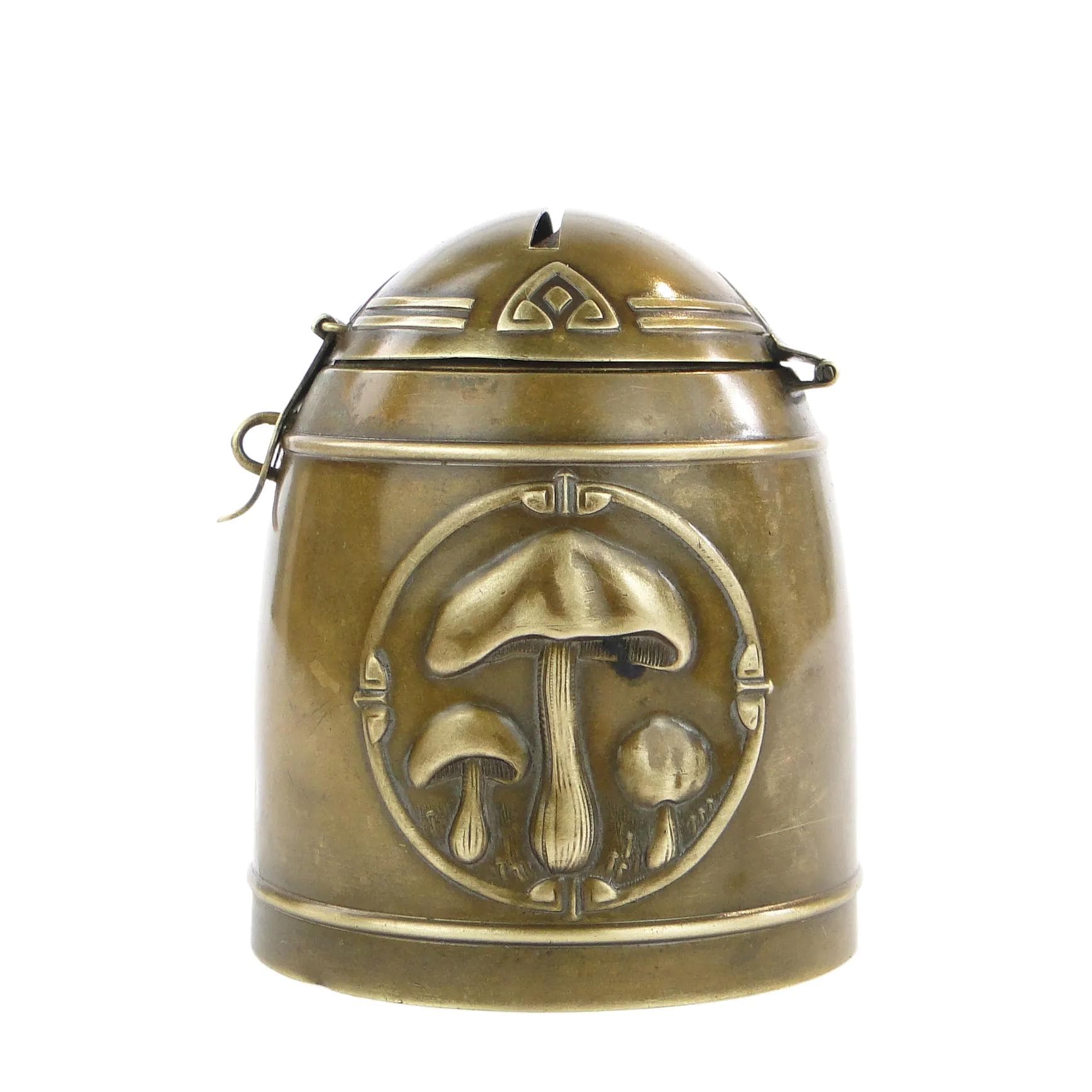 Skarbonka secesyjna, brązowy ciemny, mosiądz, Austria, początek XX w.