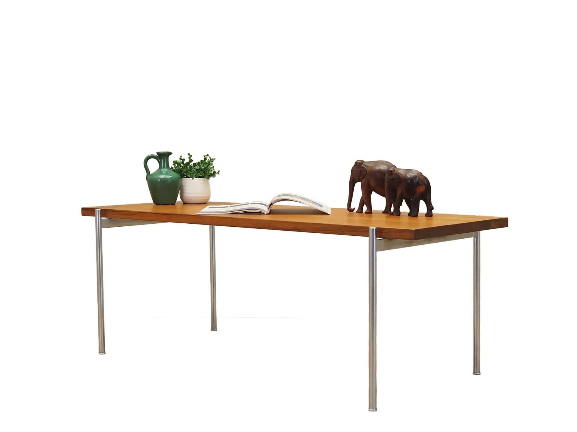 Ława, teak brązowy, metal, Fritz Hansen, Dania, lata 70.