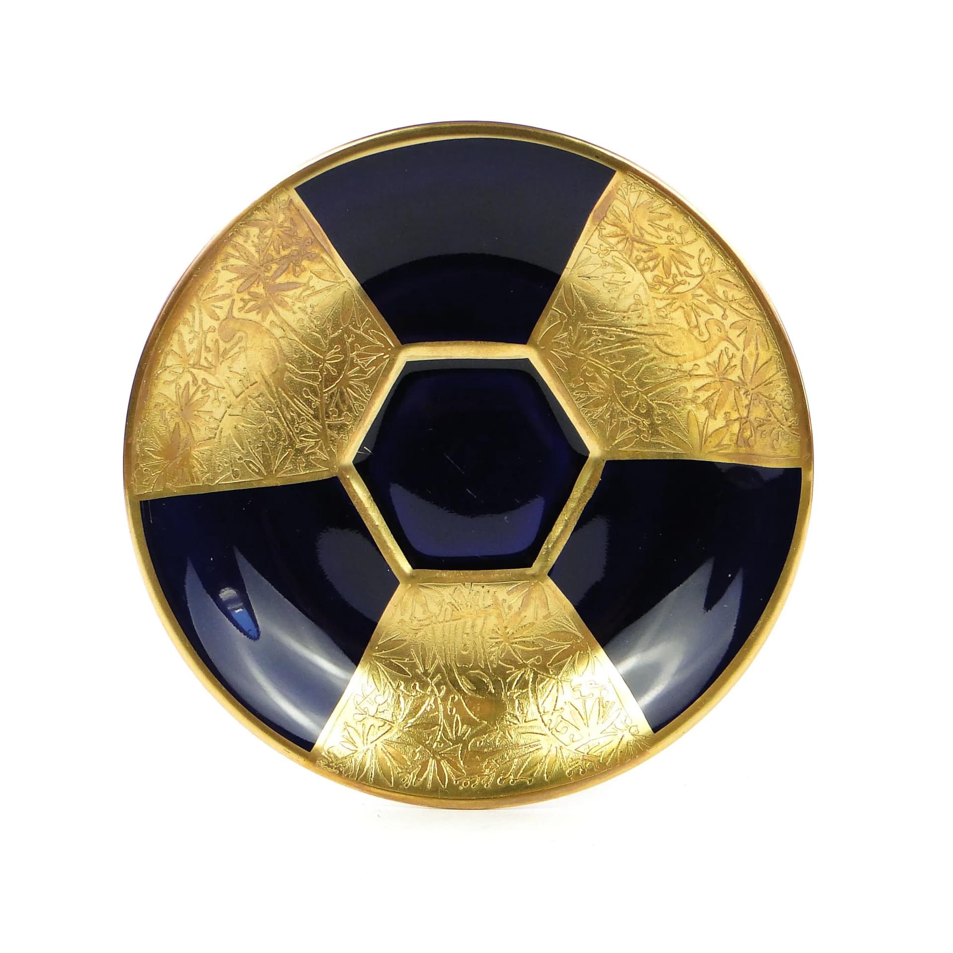 Filiżanka do mokki Art deco, porcelana granatowa złocona, Schlaggenwald, Czechosłowacja, lata 20. - 36469