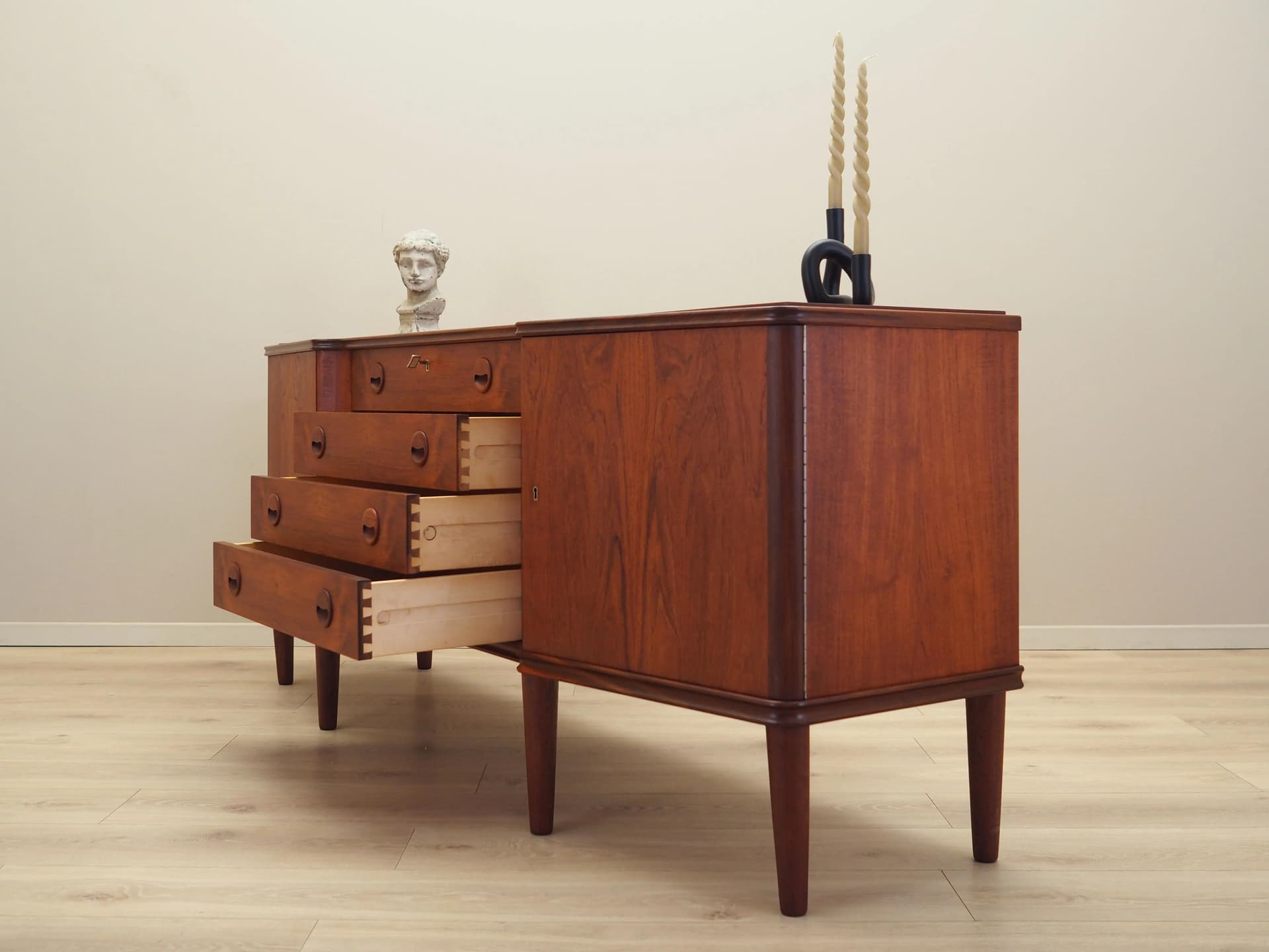 Sideboard, teak orange, Dania, lata 60. - 36563