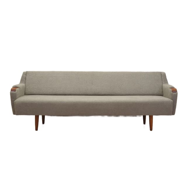 Sofa, szary boucle, teak, Dania, lata 70. - WYMIARY