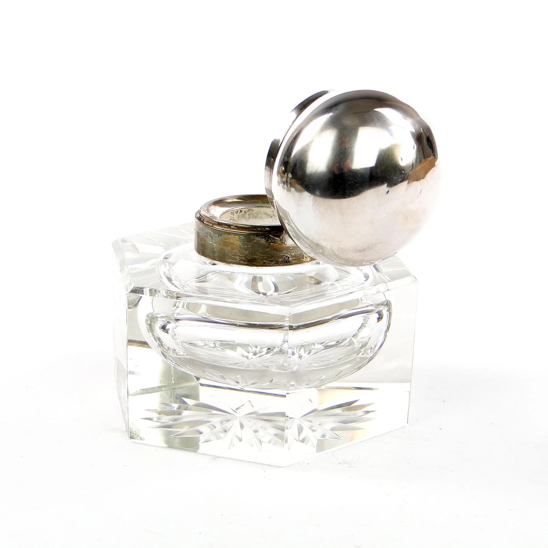 Crystal inkwell, silver, Germany, 19th c. - 36687