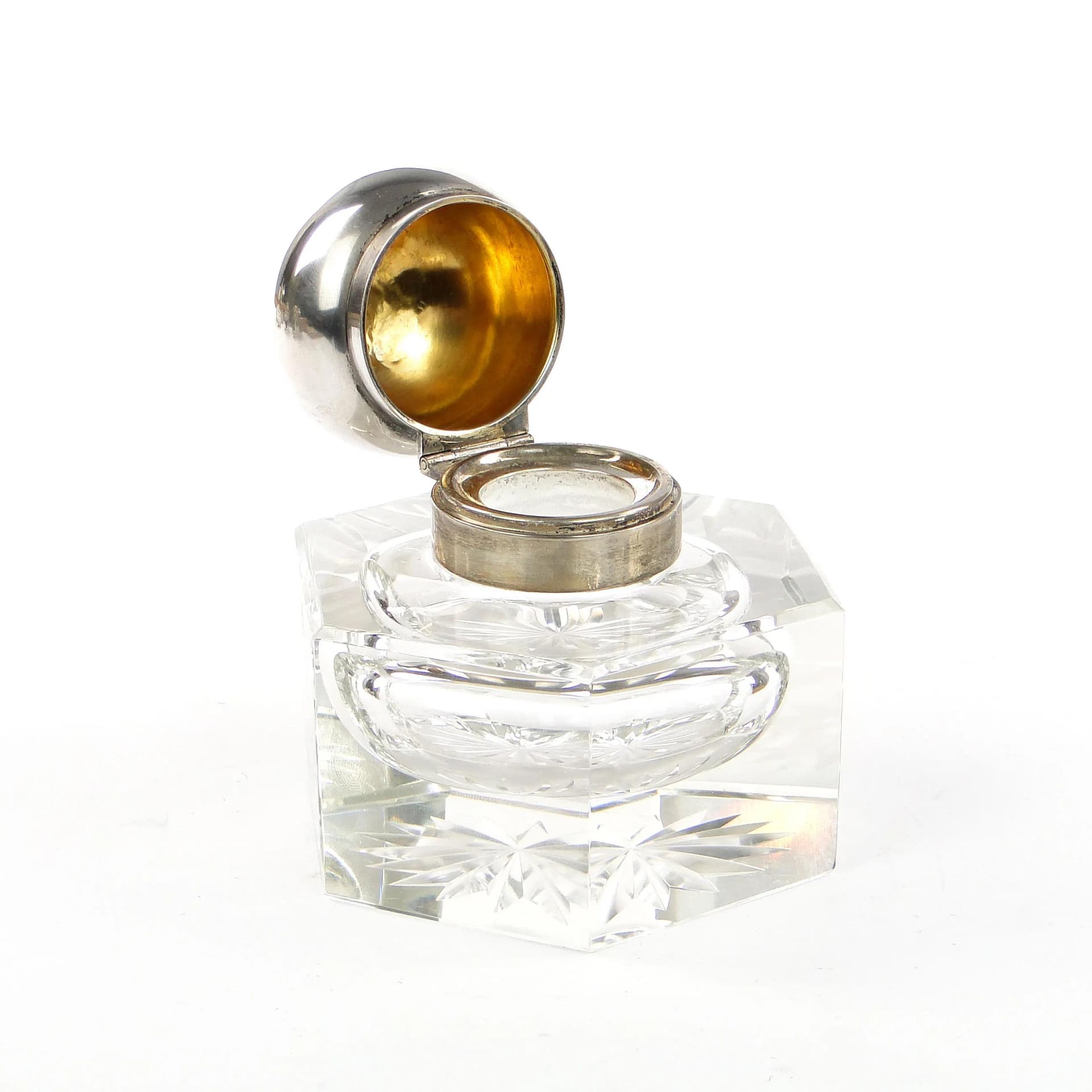 Crystal inkwell, silver, Germany, 19th c. - 36685