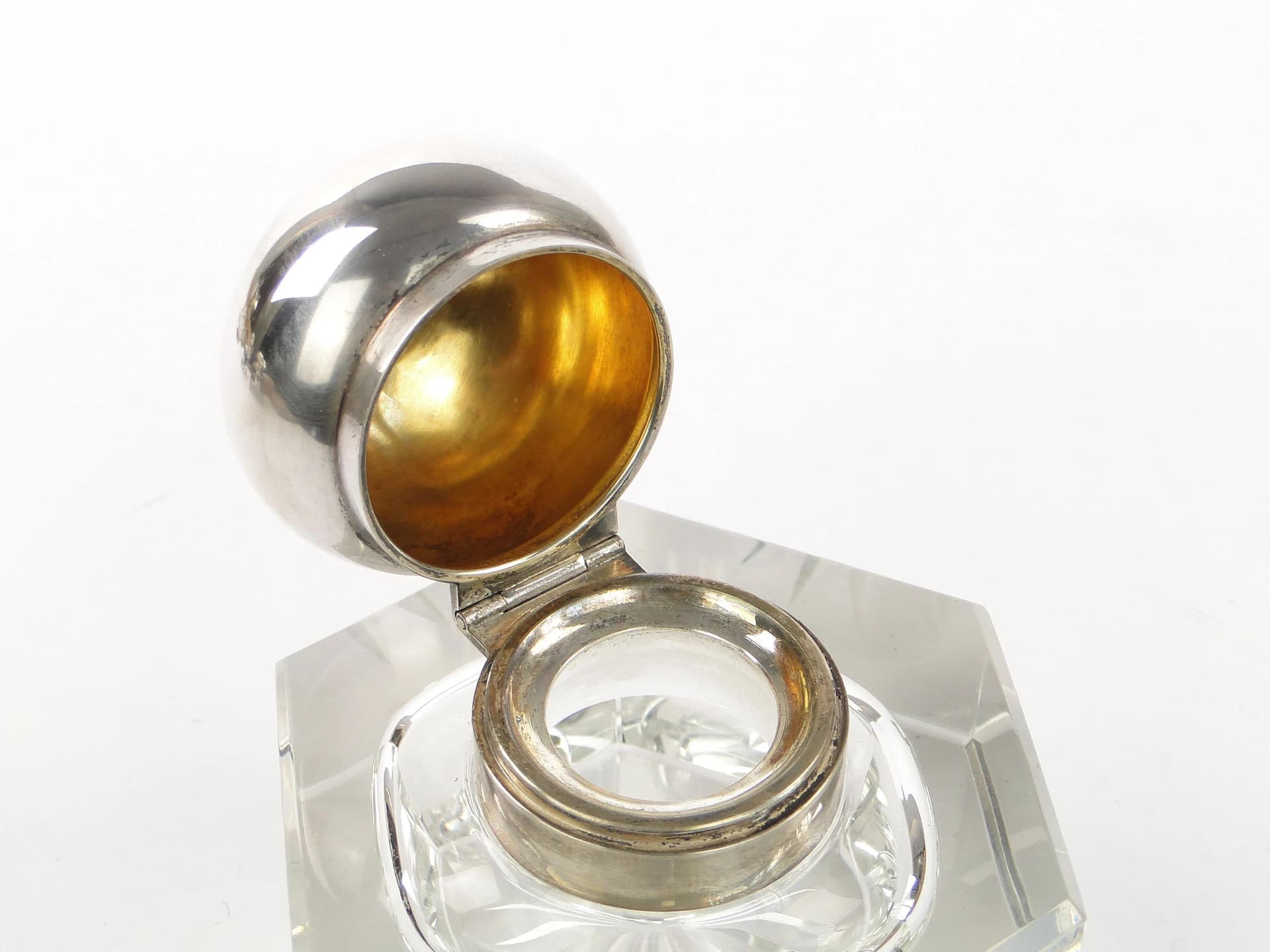 Crystal inkwell, silver, Germany, 19th c. - 36686