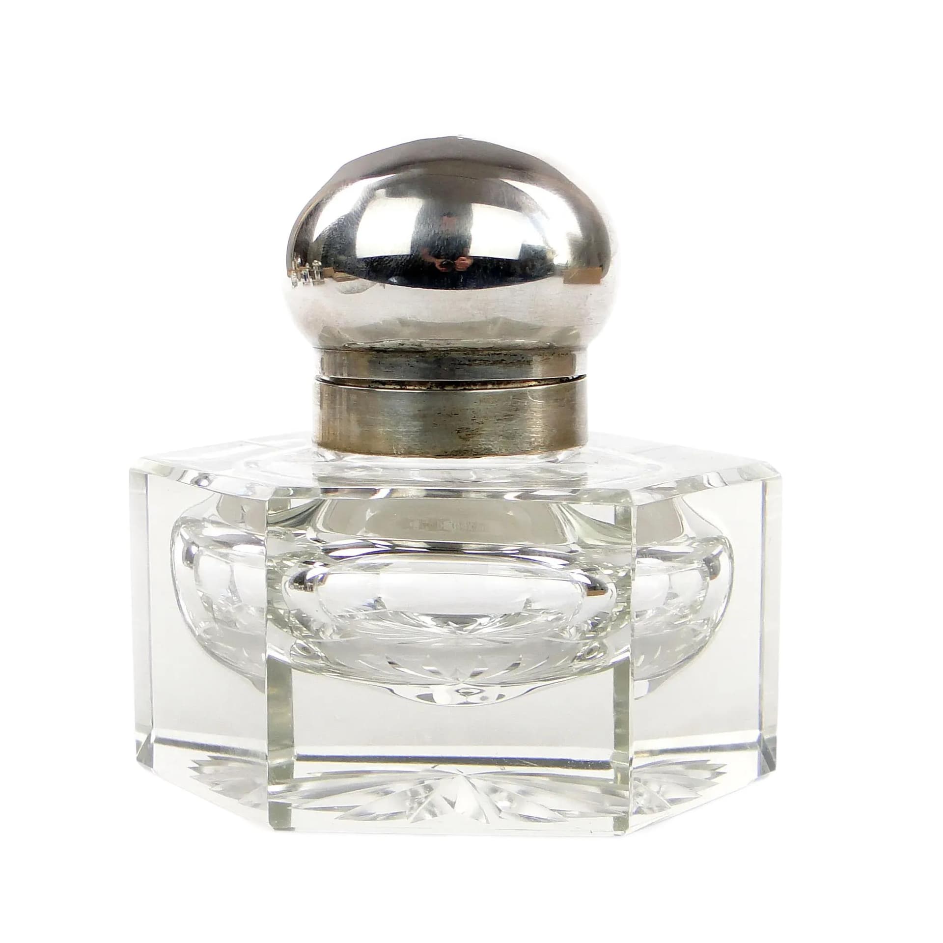 Crystal inkwell, silver, Germany, 19th c.