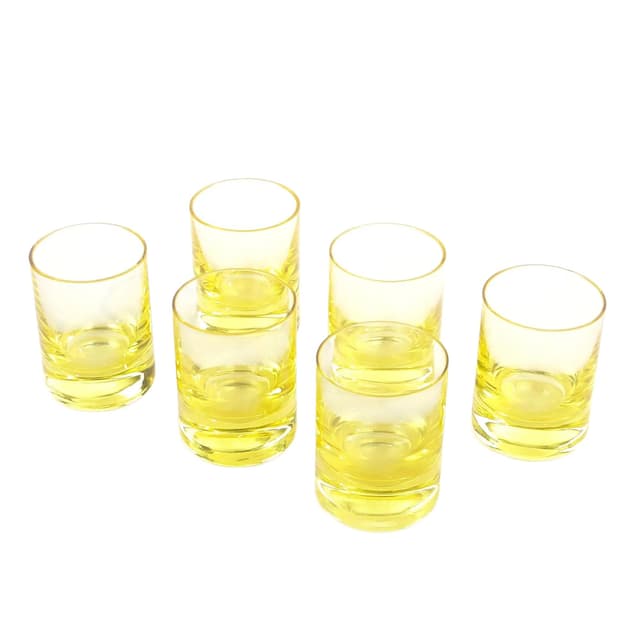 Komplet szklanek do whisky, kryształ żółty, proj. R. Eschler, Moser, Czechosłowacja, lata 60. - WYMIARY