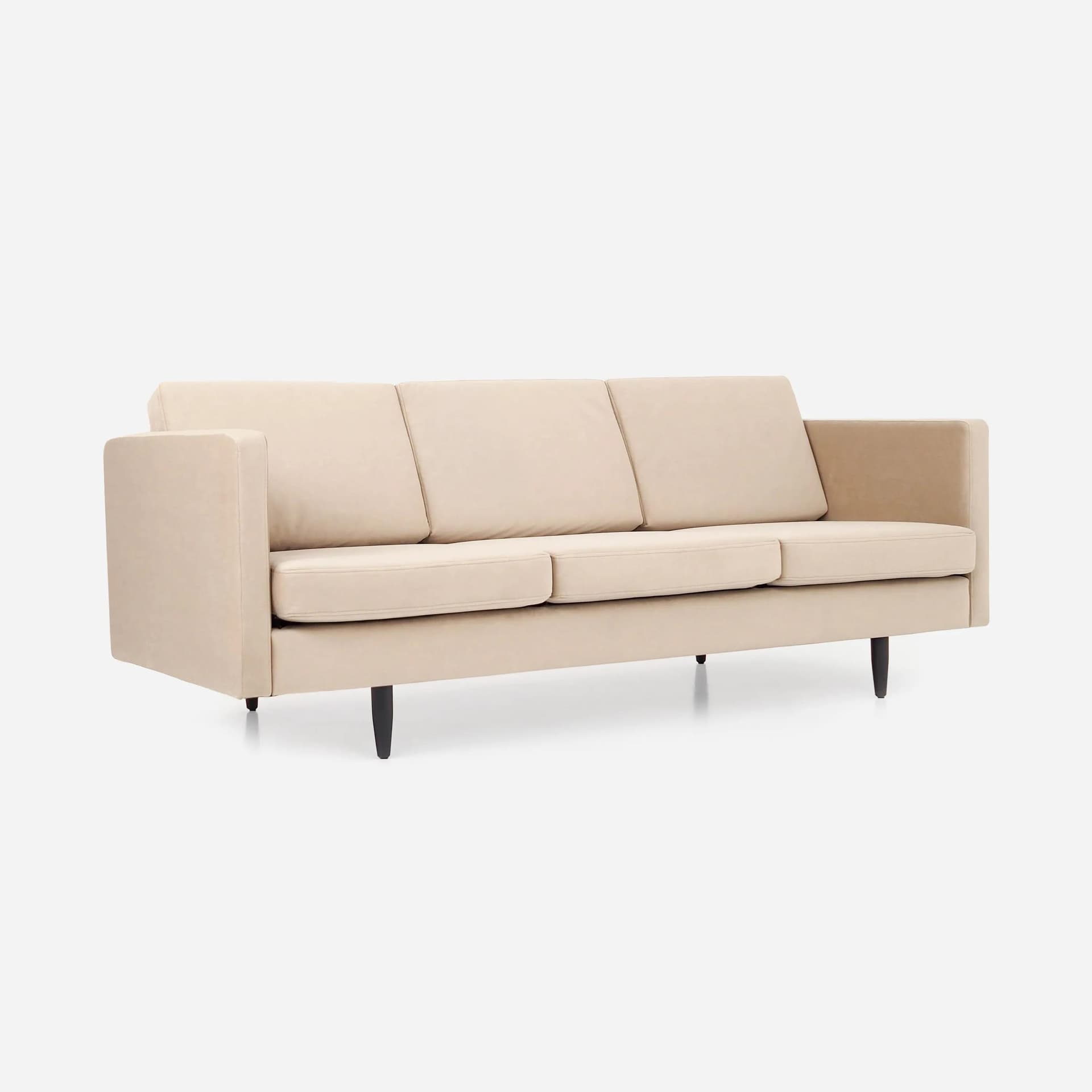 Sofa Alta, beżowy velvet, drewno ciemne, Polska, lata 90. - 36709