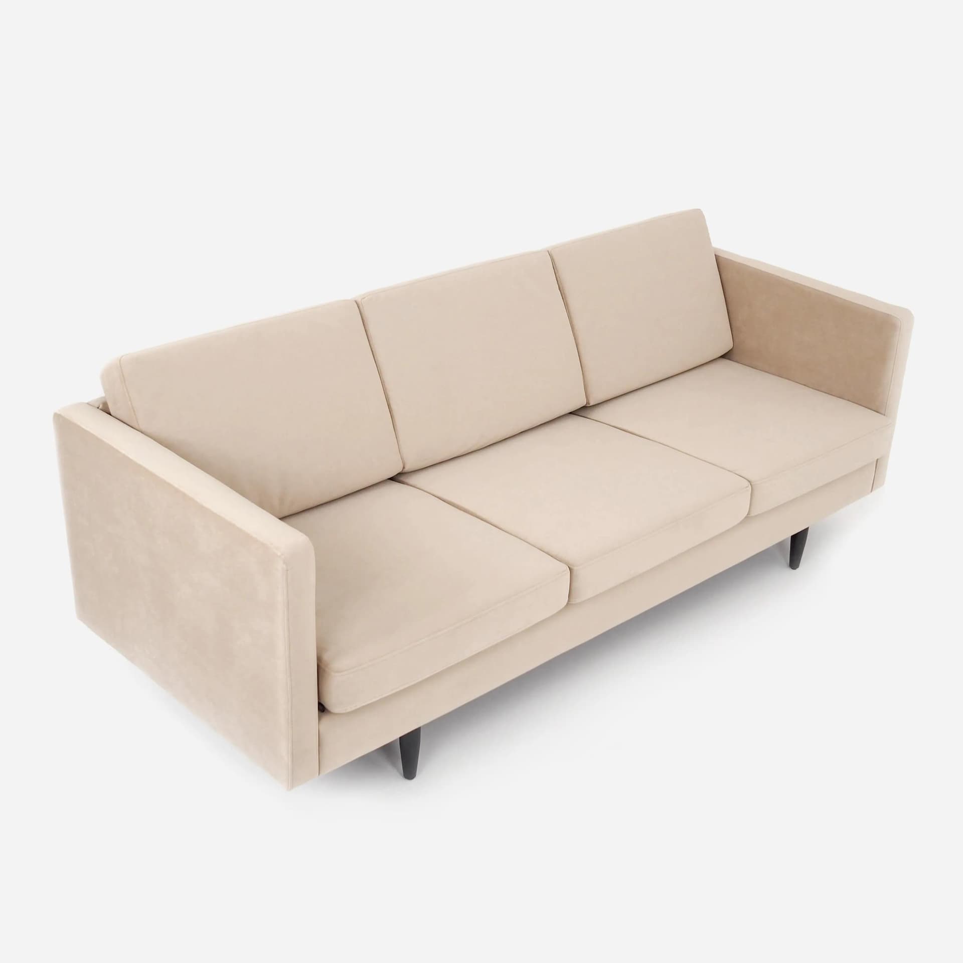 Sofa Alta, beżowy velvet, drewno ciemne, Polska, lata 90. - 36711