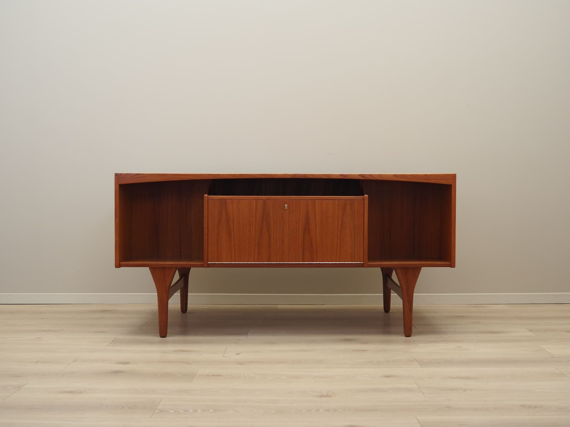 Desk, brown teak, by V. Mortensen, Denmark, 1960s. - 57619