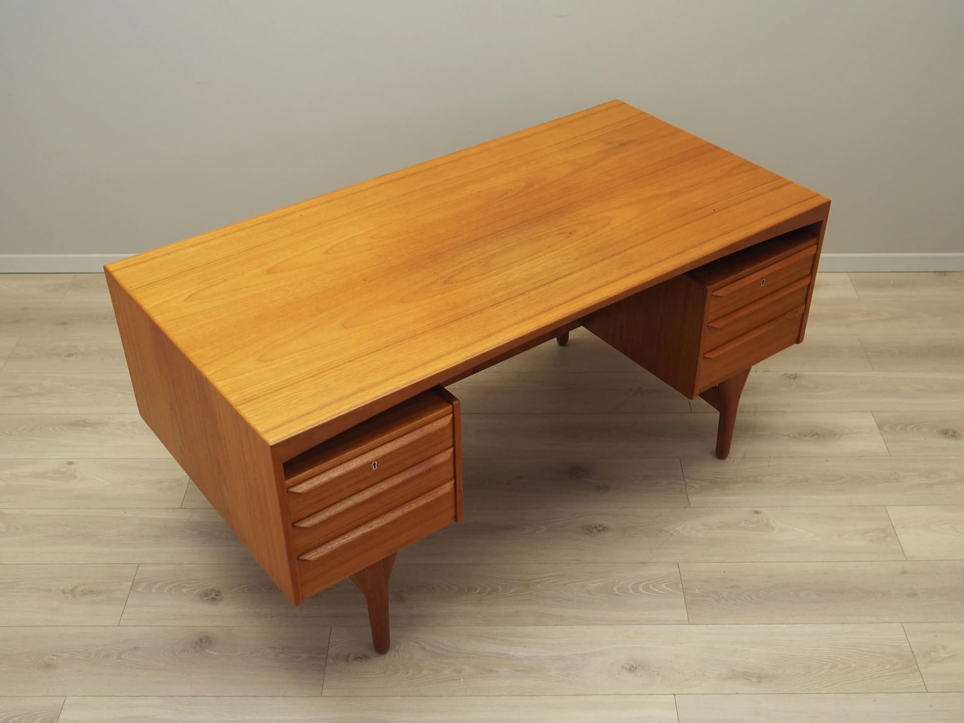 Desk, brown teak, by V. Mortensen, Denmark, 1960s. - 37006