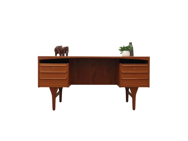 Desk, brown teak, by V. Mortensen, Denmark, 1960s. - DIMENSION