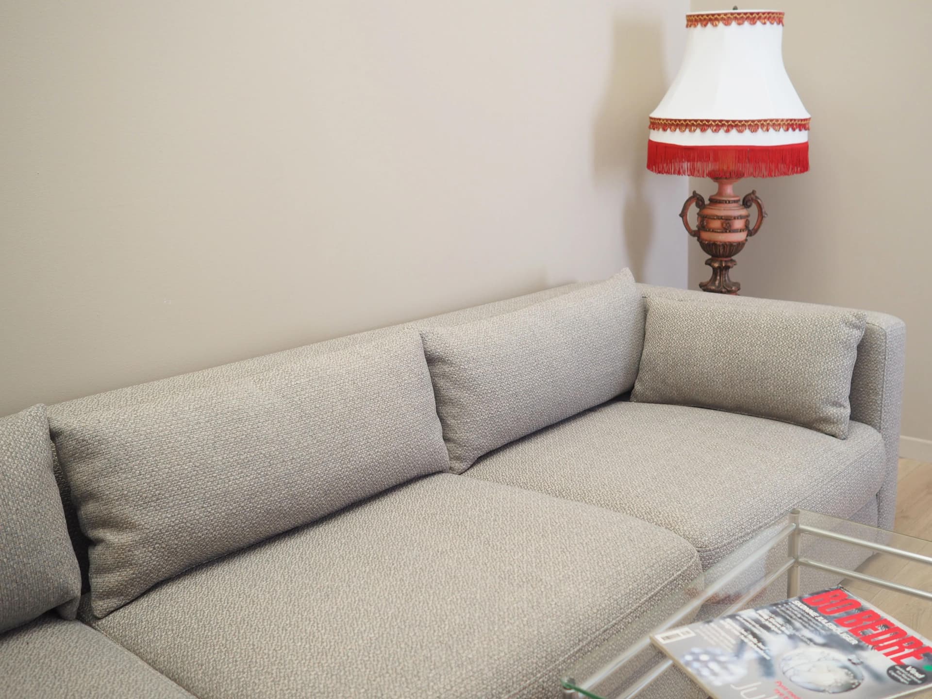 Corner Sofa, Scandinavian, grey fabric, wood, Denmark, 21st c. - 37000