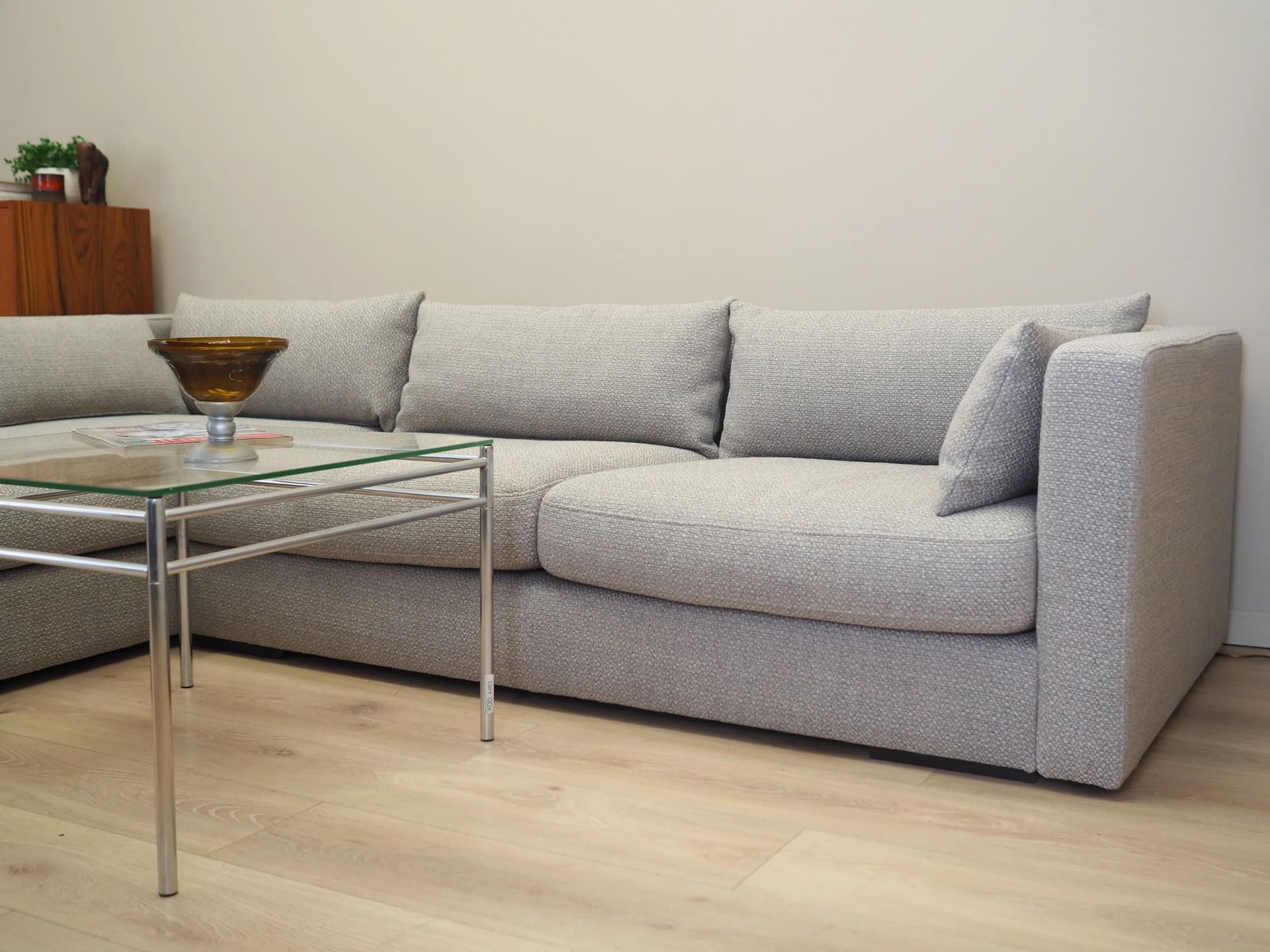 Corner Sofa, Scandinavian, grey fabric, wood, Denmark, 21st c. - 36998