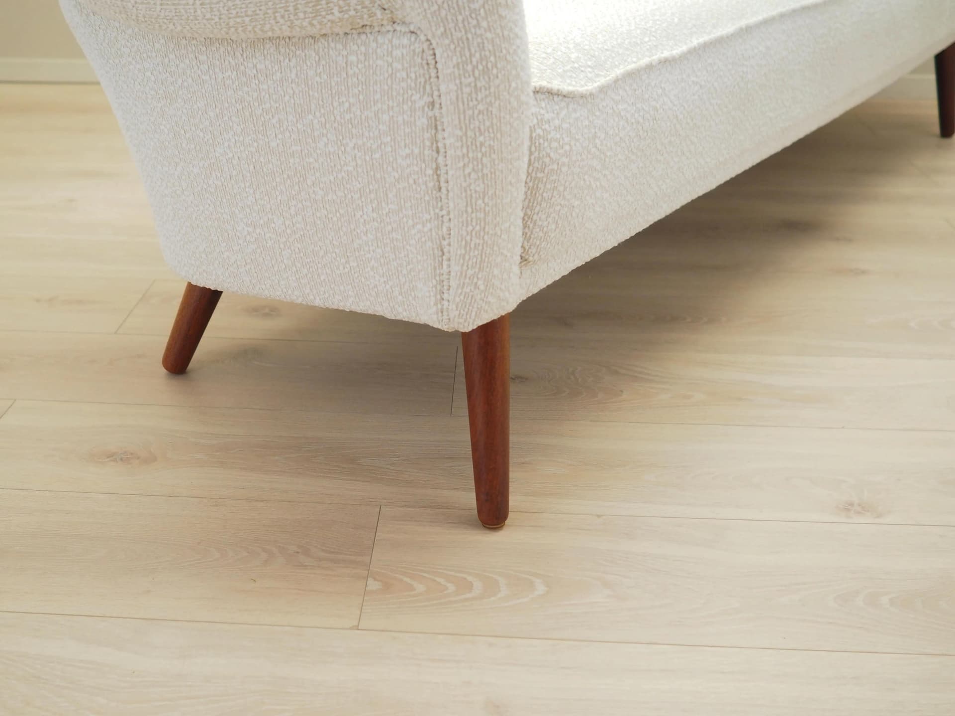 Komplet wypoczynkowy, beżowy, bouclé, teak, Dania, lata 70. - 36985