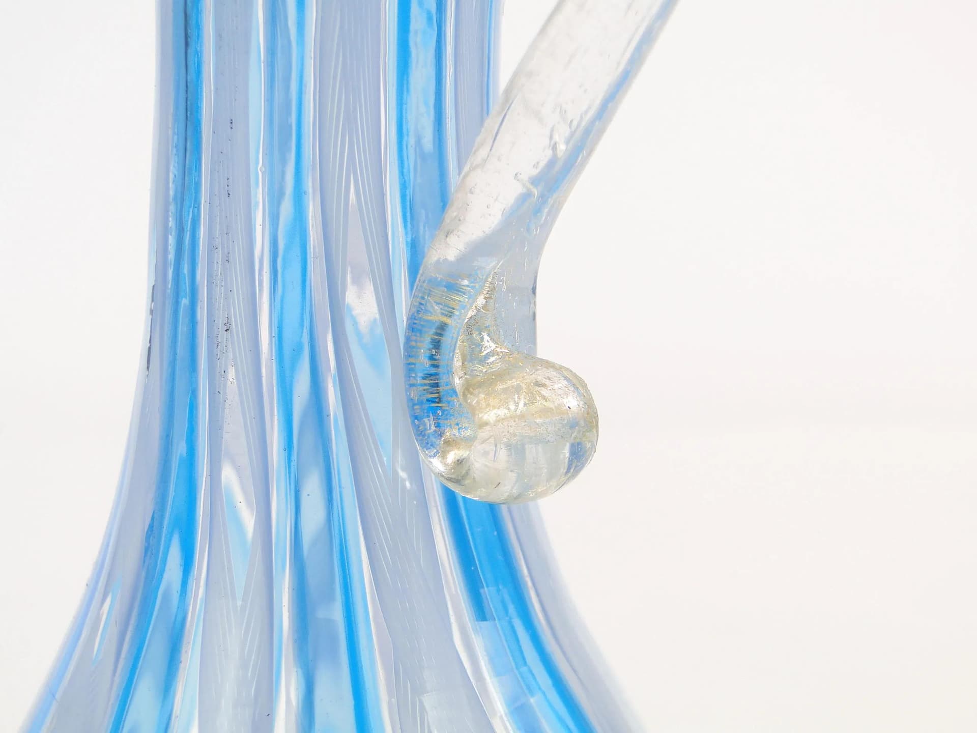 Karafka millefiori, szkło turkusowe, proj. F. Bianconi, Venini, Włochy, lata 50. - 36854