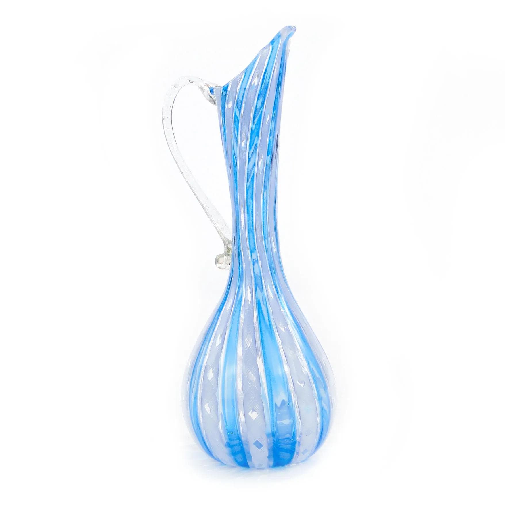 Karafka millefiori, szkło turkusowe, proj. F. Bianconi, Venini, Włochy, lata 50. - 36856