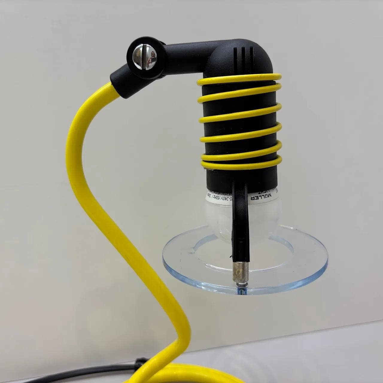 Postmodernist Desk Lamp, yellow, metal, plastic, plexiglass, Germany, 1980s - 37043