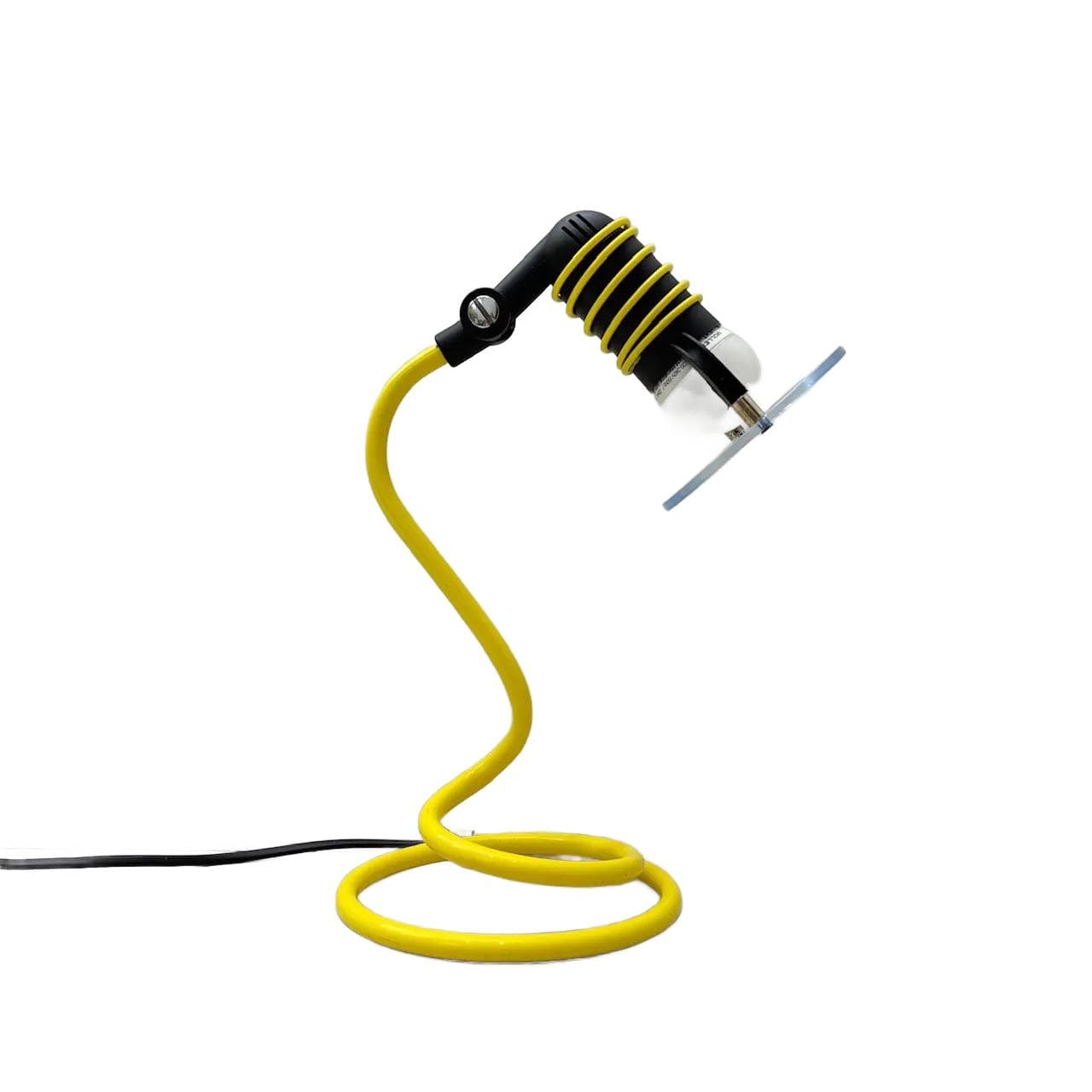 Postmodernist Desk Lamp, yellow, metal, plastic, plexiglass, Germany, 1980s