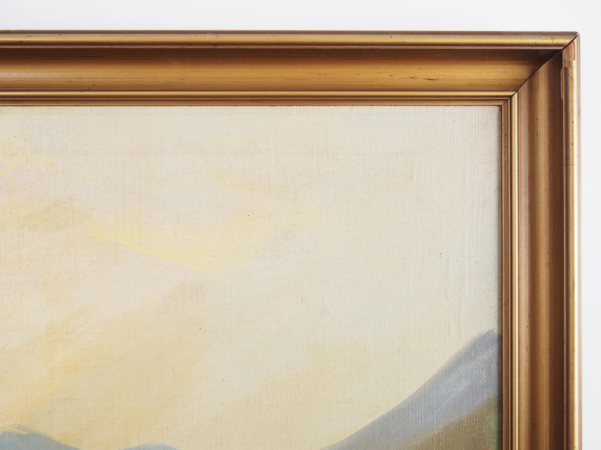 Painting, Camp by the River, yellow, oil on canvas, by V. O. Engström, Sweden, 19th c. - 36966