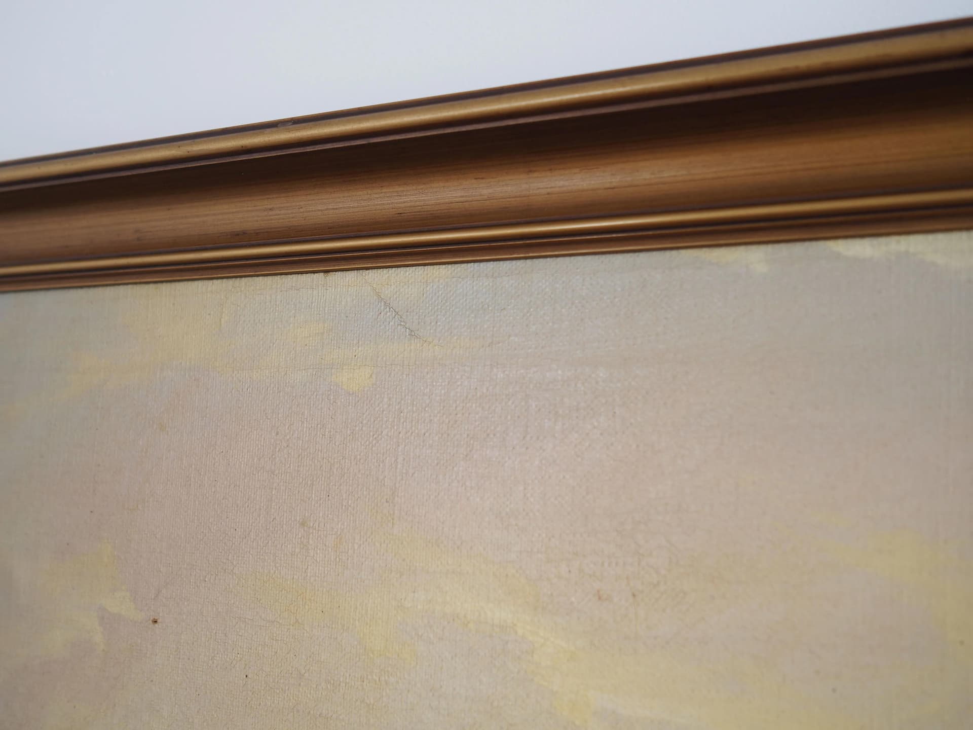 Painting, Camp by the River, yellow, oil on canvas, by V. O. Engström, Sweden, 19th c. - 36961