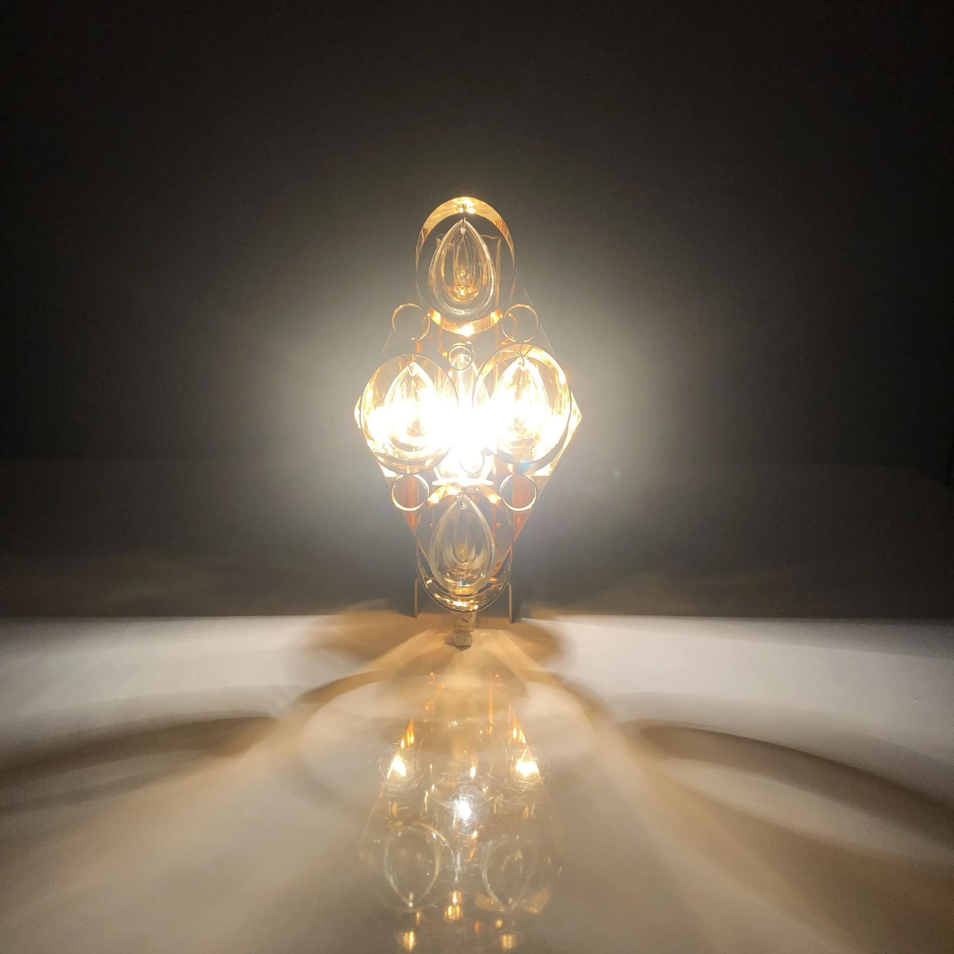 Wall sconce, golden brass, glass, Sweden, 1970s - 37017