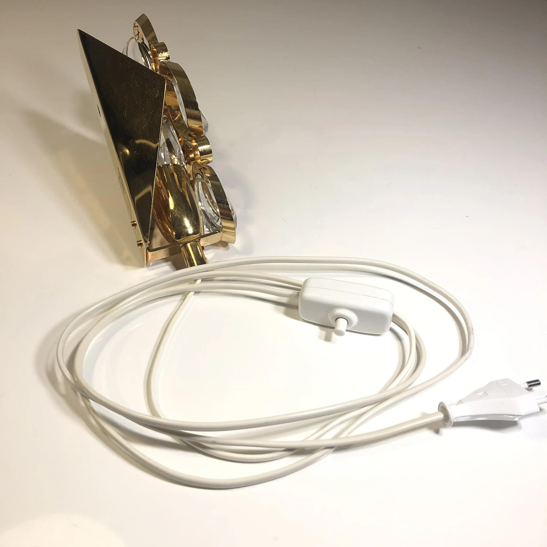 Wall sconce, golden brass, glass, Sweden, 1970s - 37014