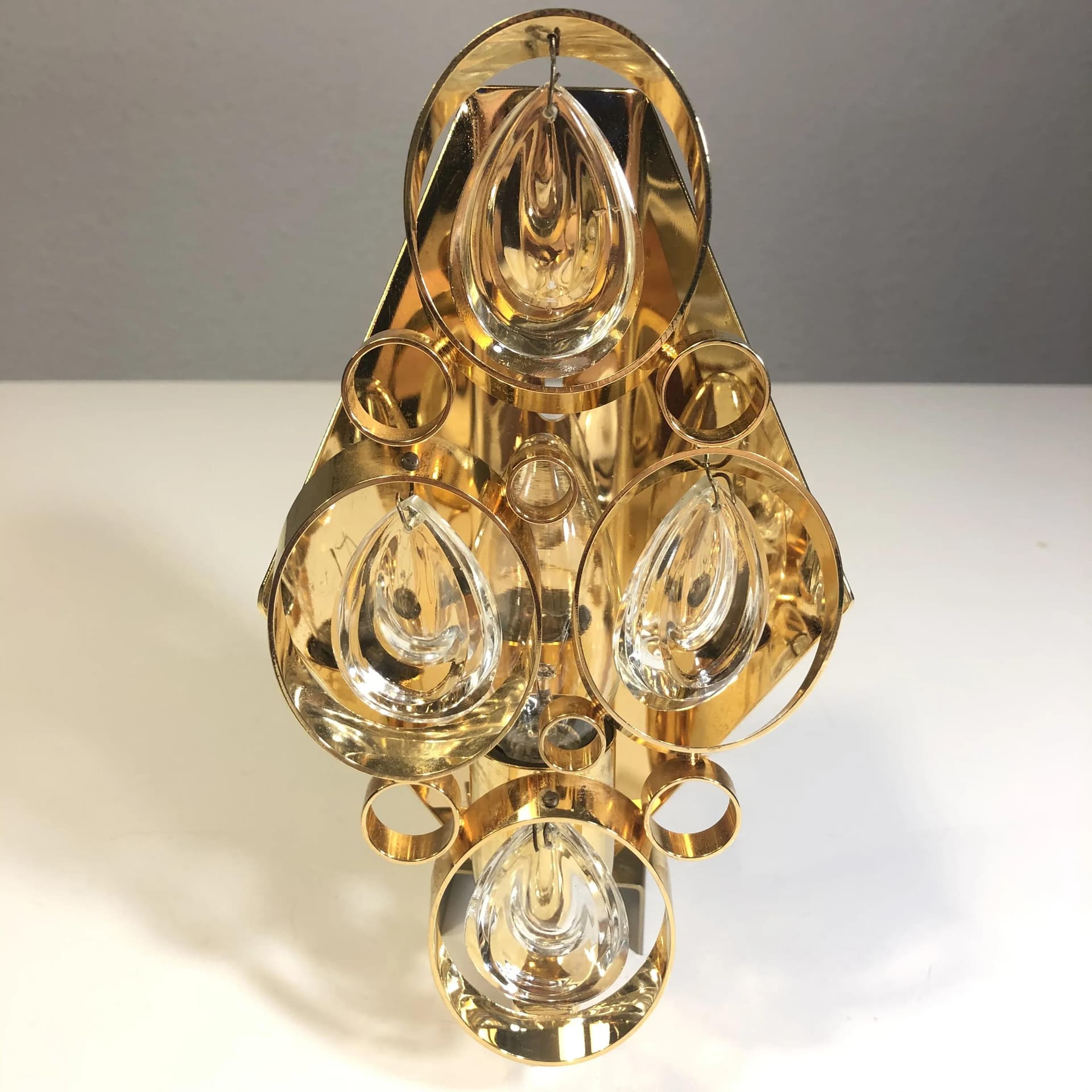 Wall sconce, golden brass, glass, Sweden, 1970s - 37018